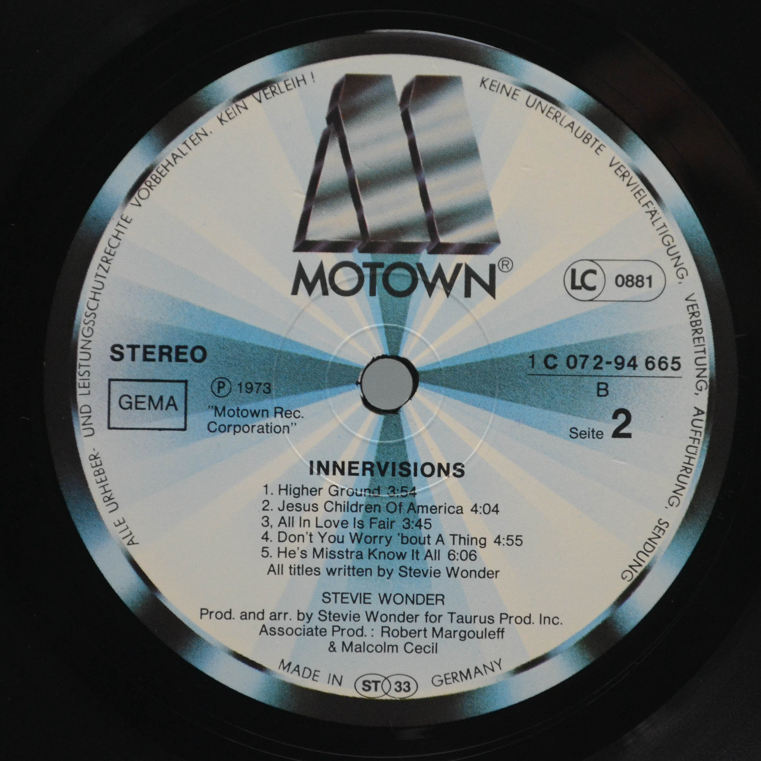 Виниловая пластинка Stevie Wonder — Innervisions, 1973
