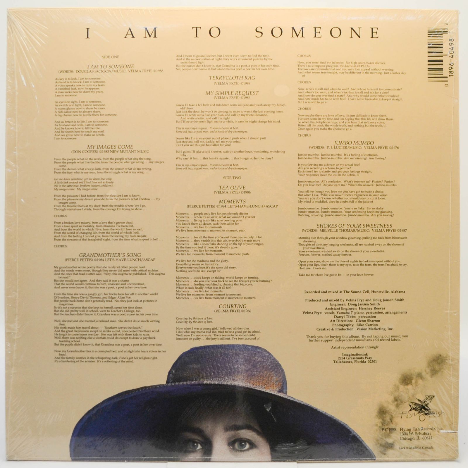 Виниловая пластинка Velma Frye — I Am To Someone, 1988