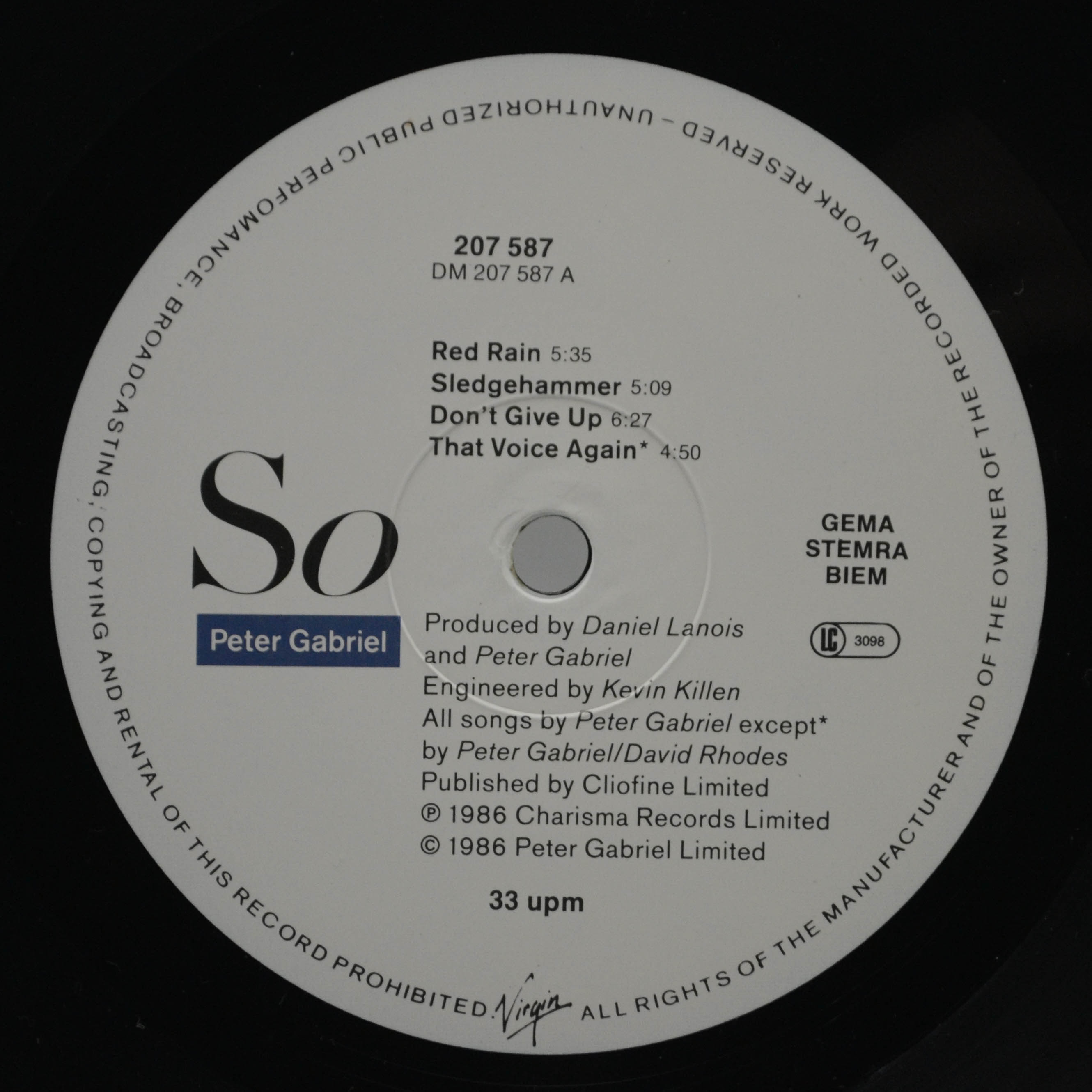 Peter Gabriel — So, 1986