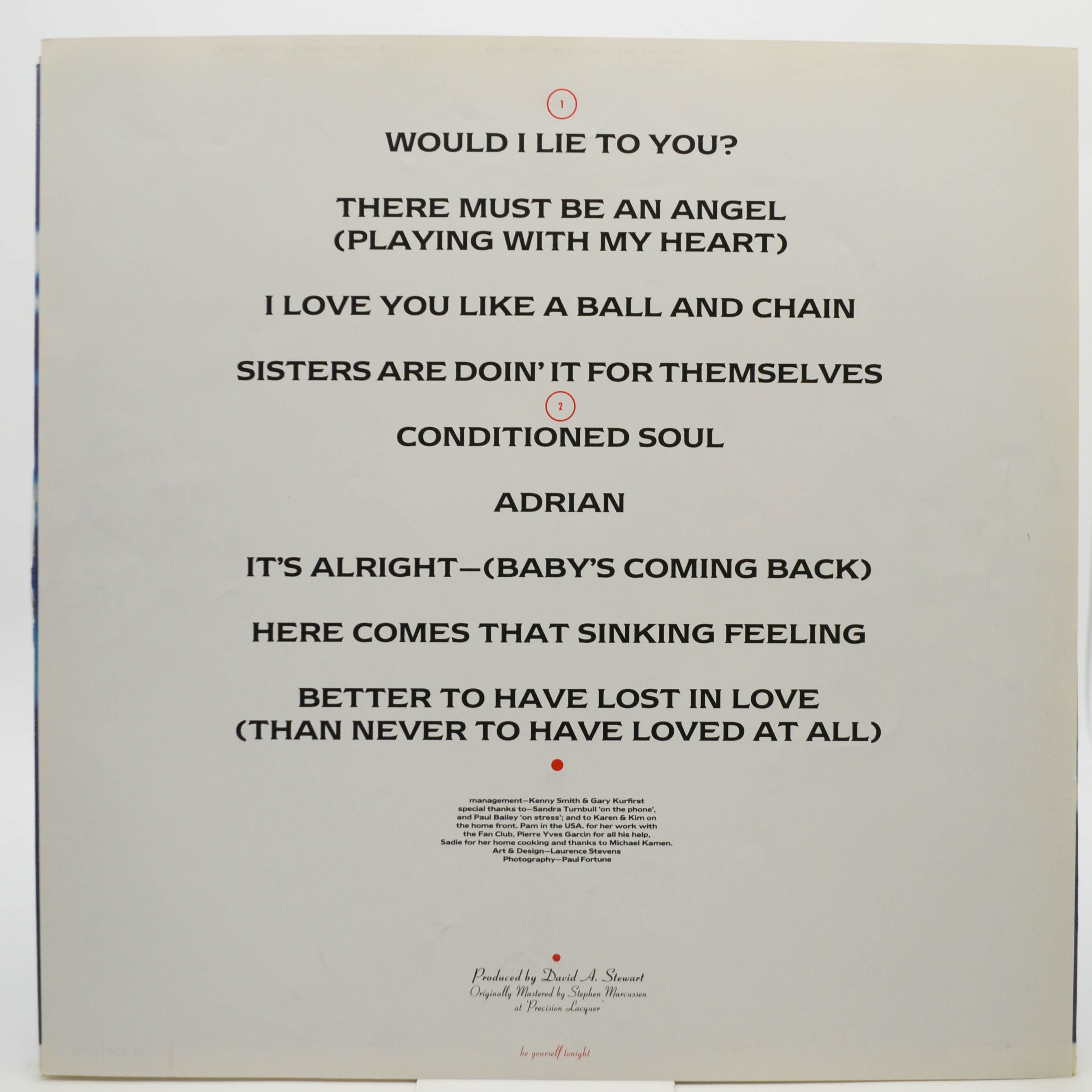 Eurythmics — Be Yourself Tonight, 1985