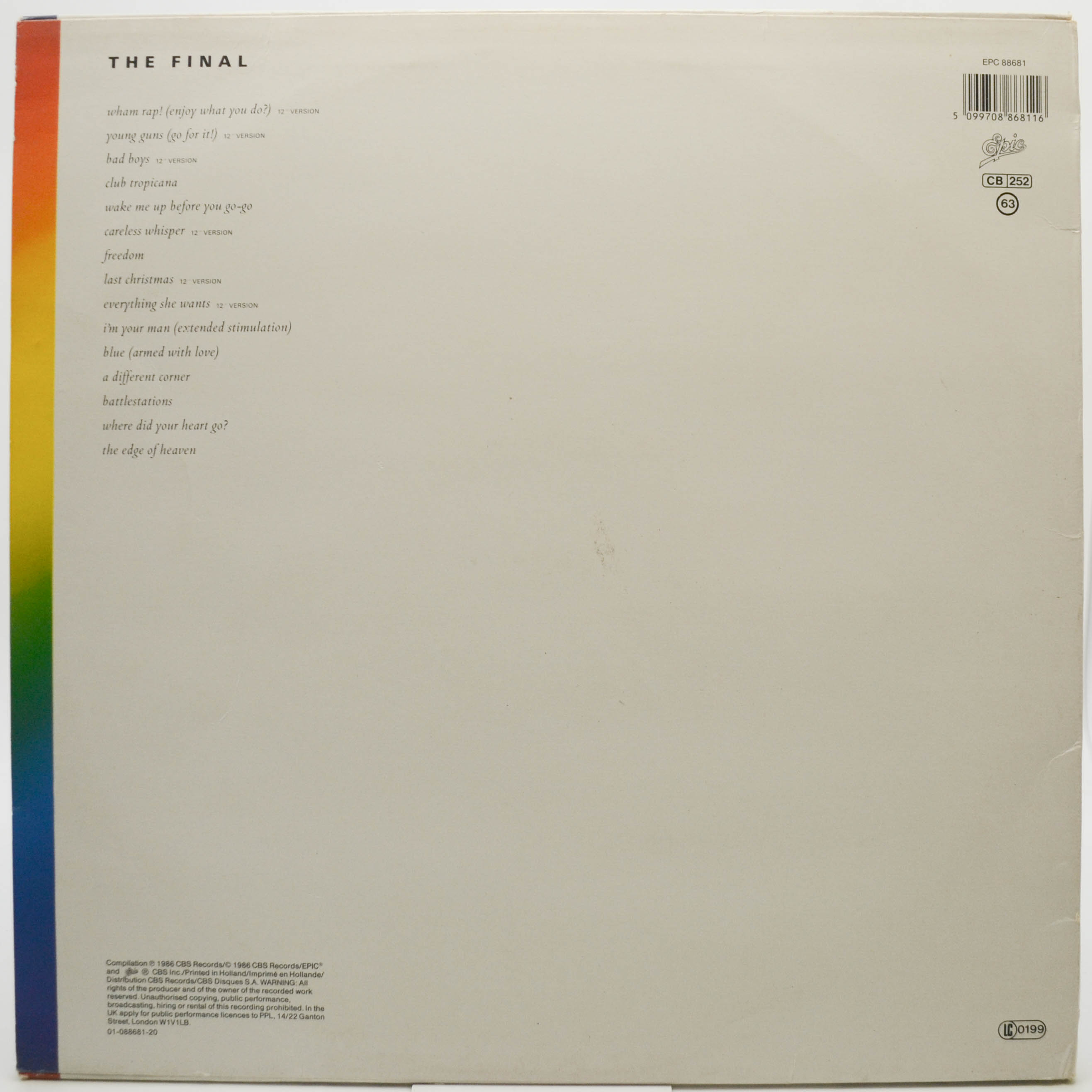 Виниловая пластинка Wham! — The Final (2LP), 1986