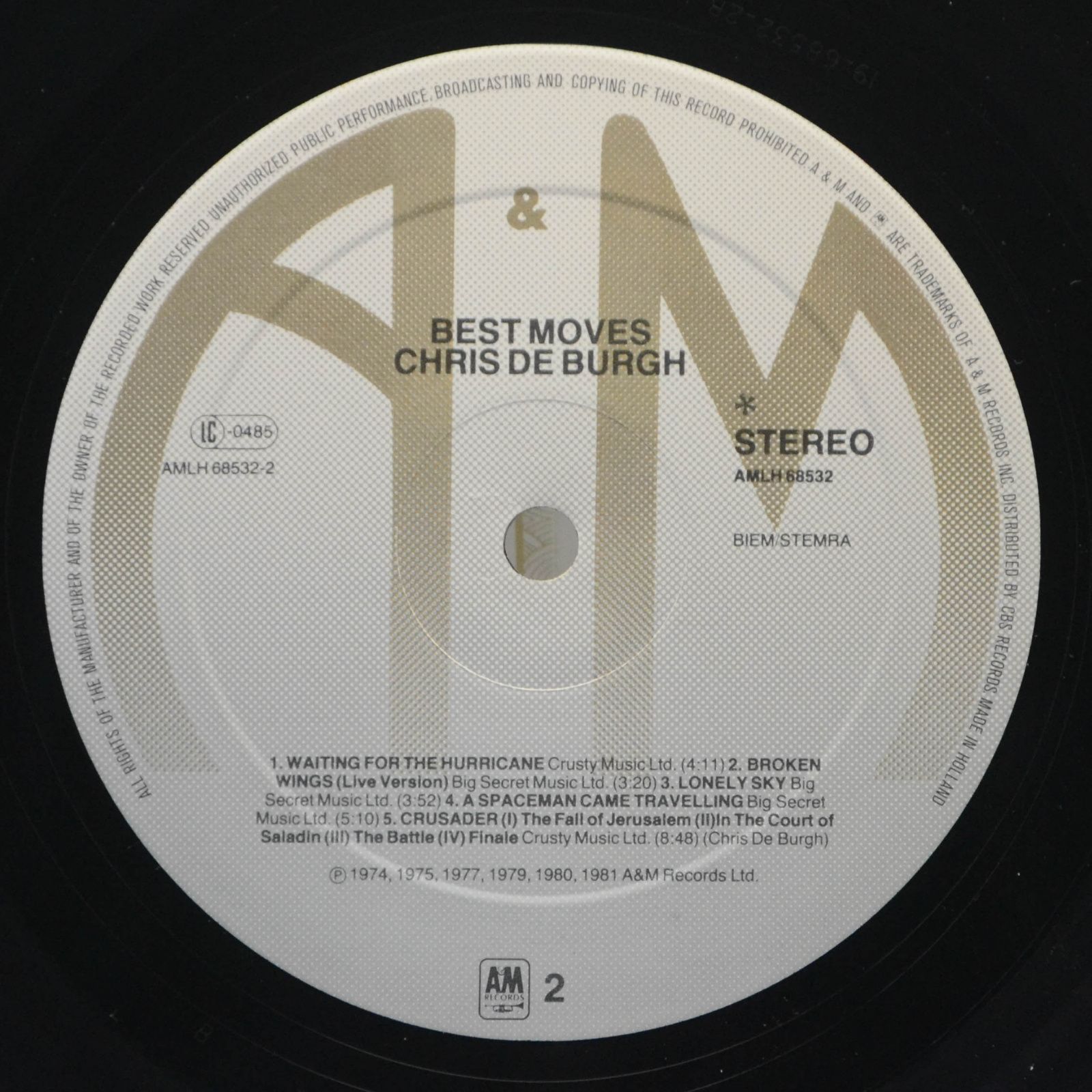 Виниловая пластинка Chris de Burgh — Best Moves, 1981