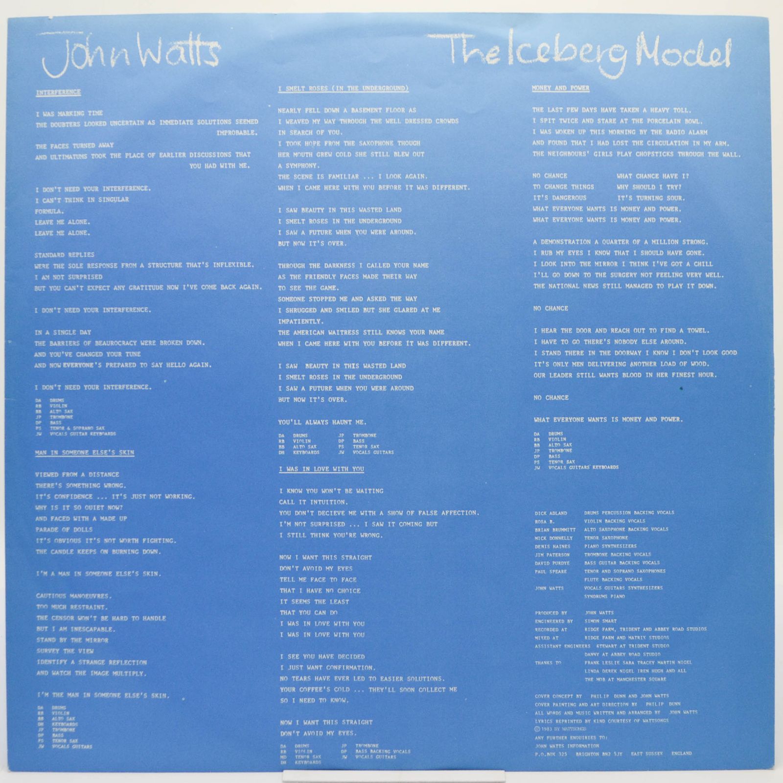 Виниловая пластинка John Watts — The Iceberg Model, 1983