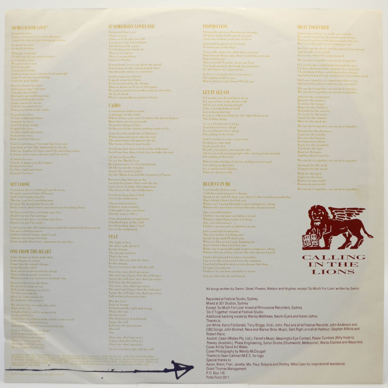 Виниловая пластинка Venetians — Calling In The Lions, 1986