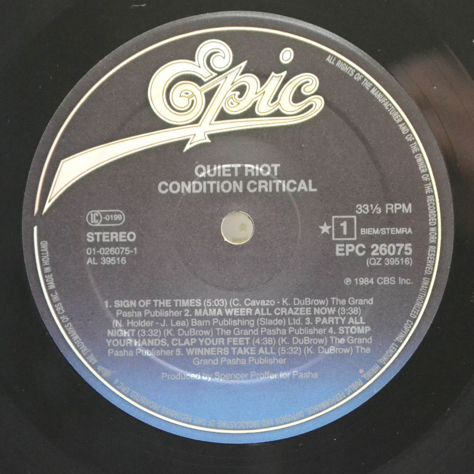 Виниловая пластинка Quiet Riot — Condition Critical, 1984