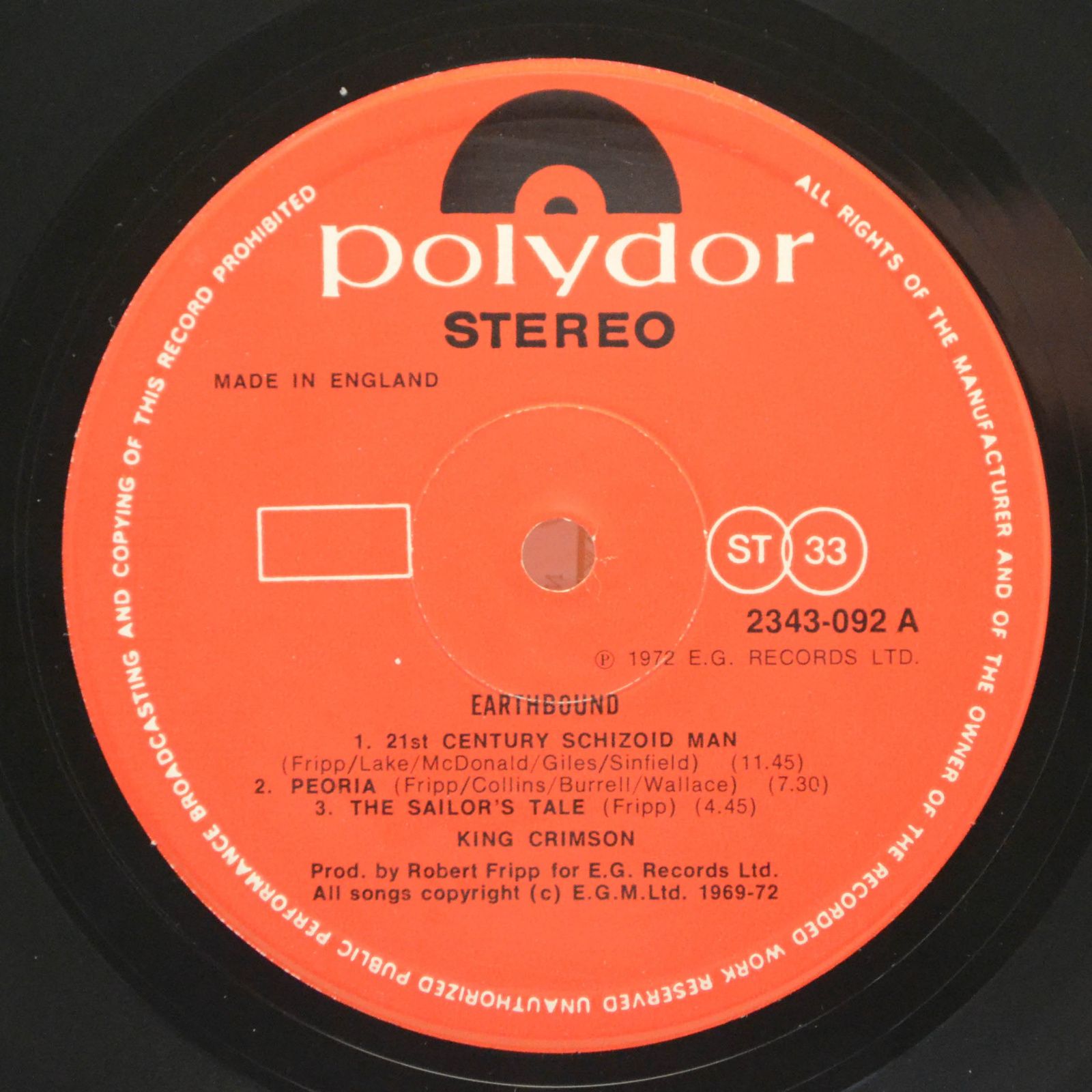 King Crimson — Earthbound (UK), 1972