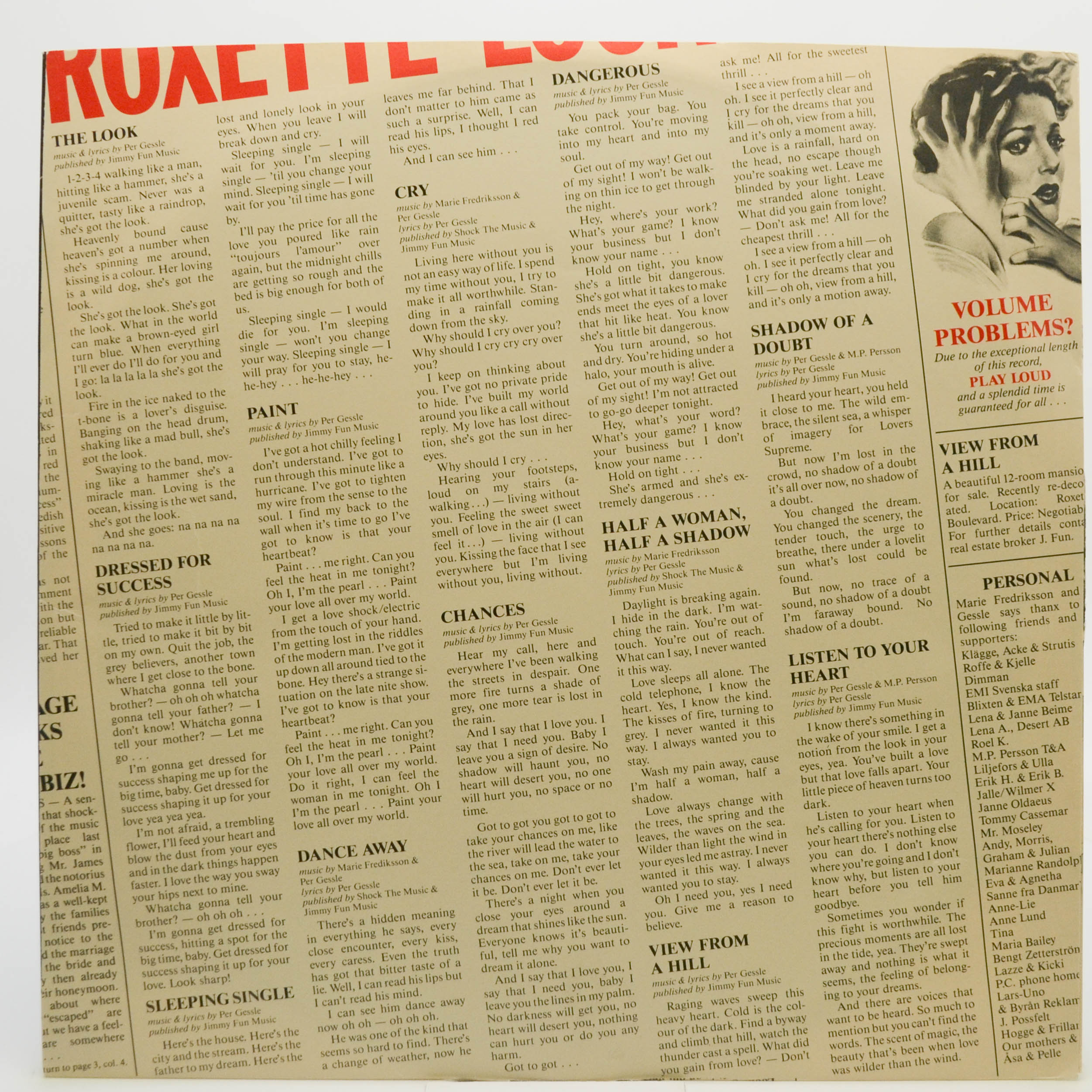Виниловая пластинка Roxette — Look Sharp! (1-st, Sweden), 1988