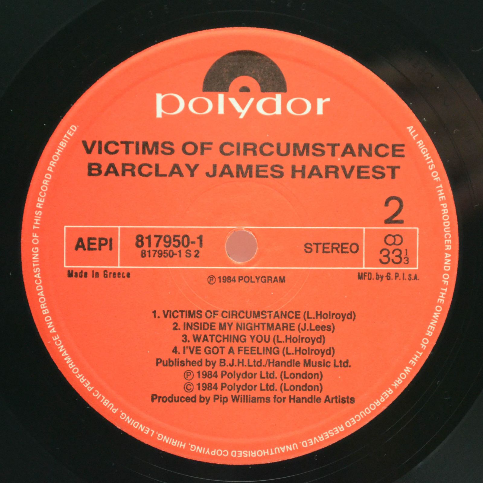 Виниловая пластинка Barclay James Harvest — Victims Of Circumstance, 1984