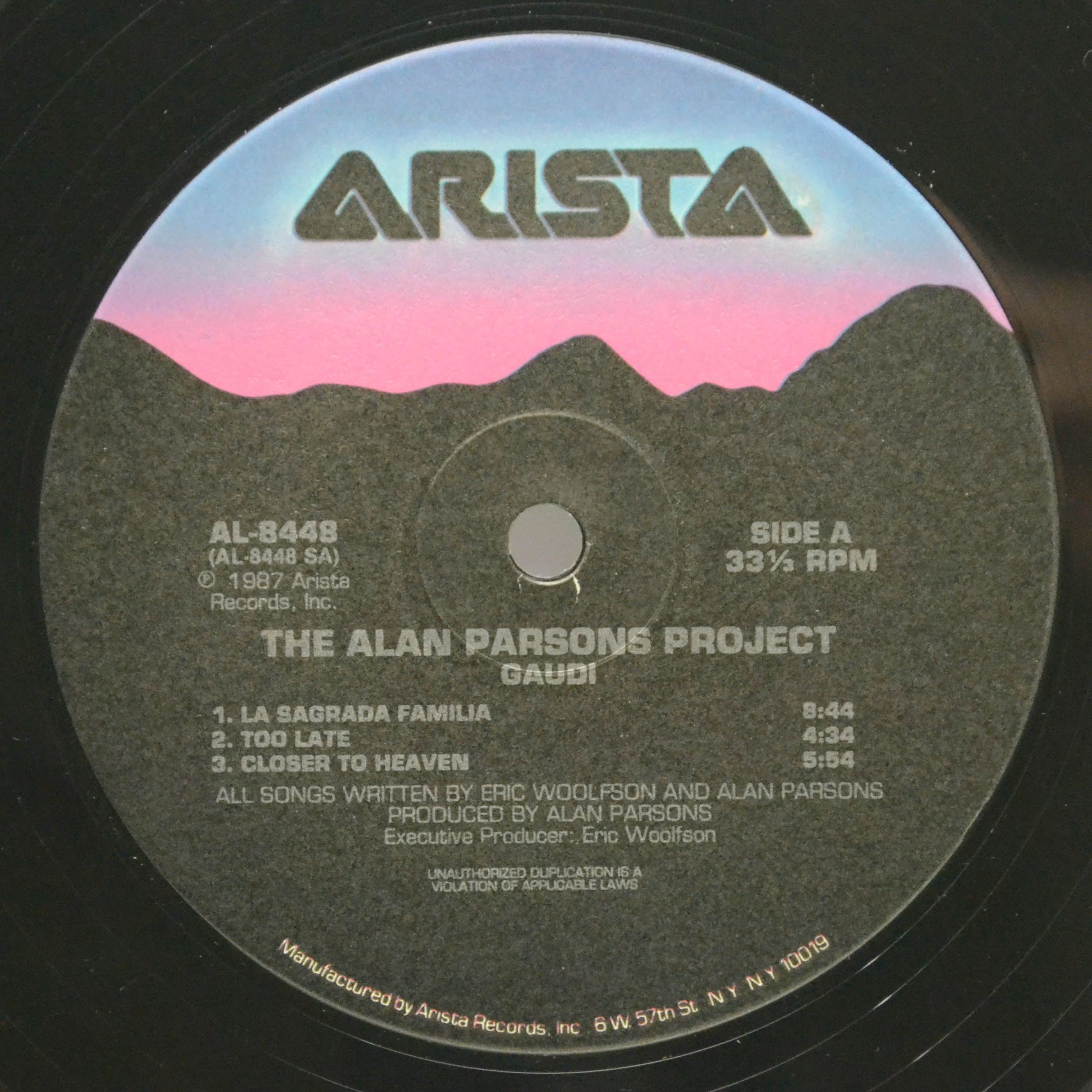 Виниловая пластинка Alan Parsons Project — Gaudi (USA), 1987