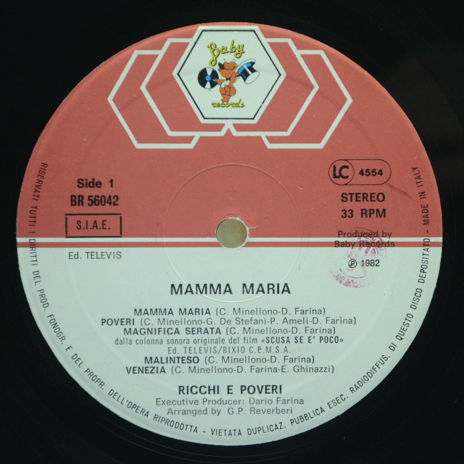 Виниловая пластинка Ricchi & Poveri — Mamma Maria (Italy), 1982