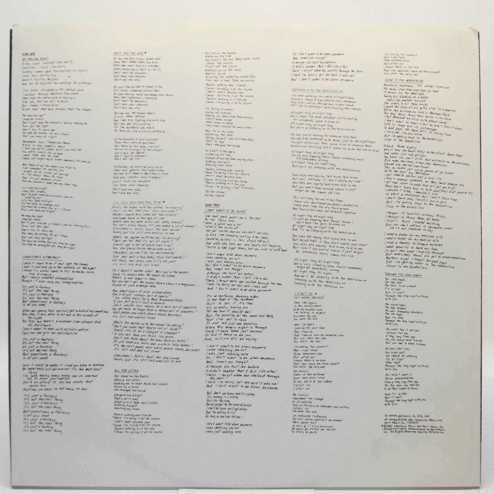 Billy Joel — Glass Houses (USA), 1980