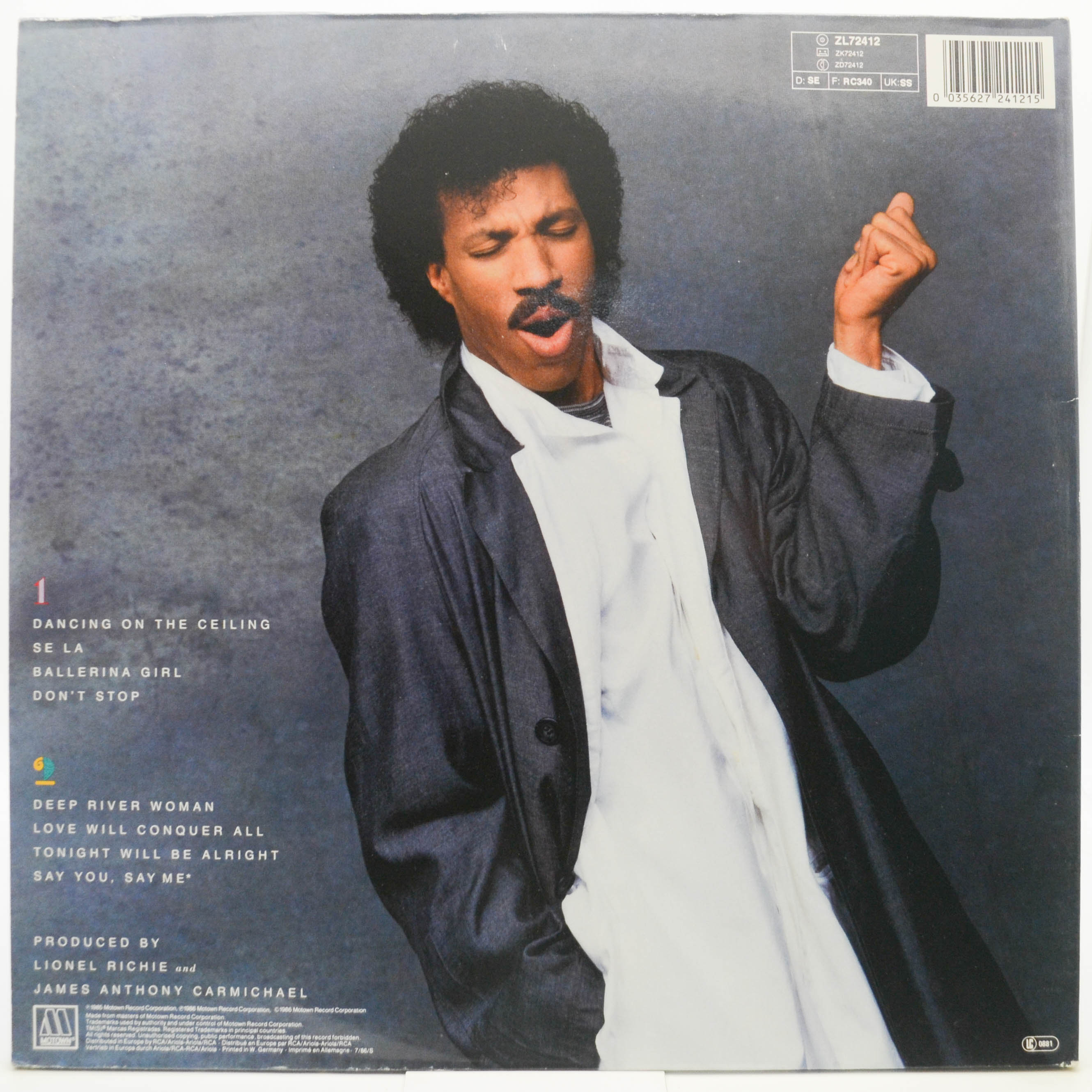 Виниловая пластинка Lionel Richie — Dancing On The Ceiling, 1986
