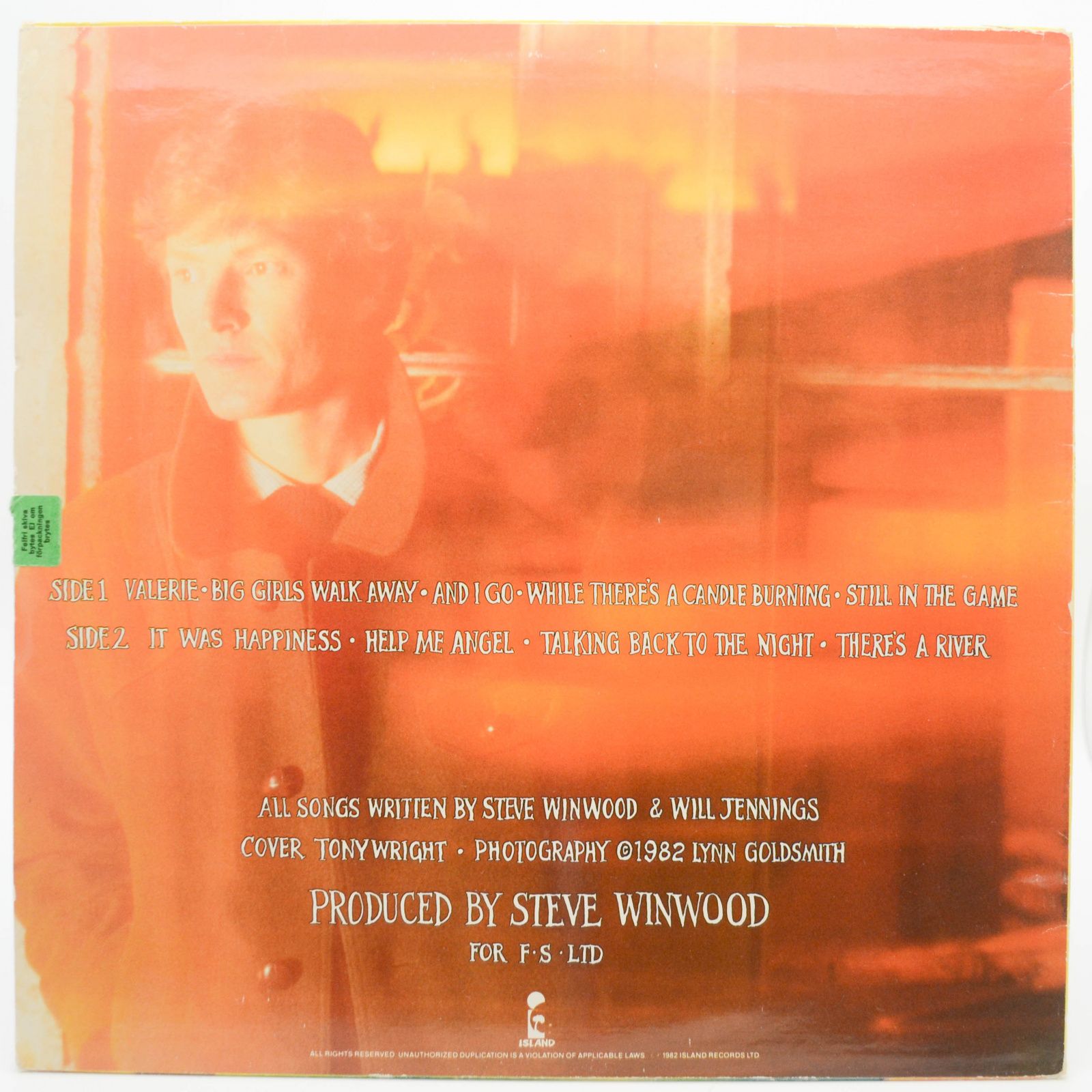 Виниловая пластинка Steve Winwood — Talking Back To The Night, 1982