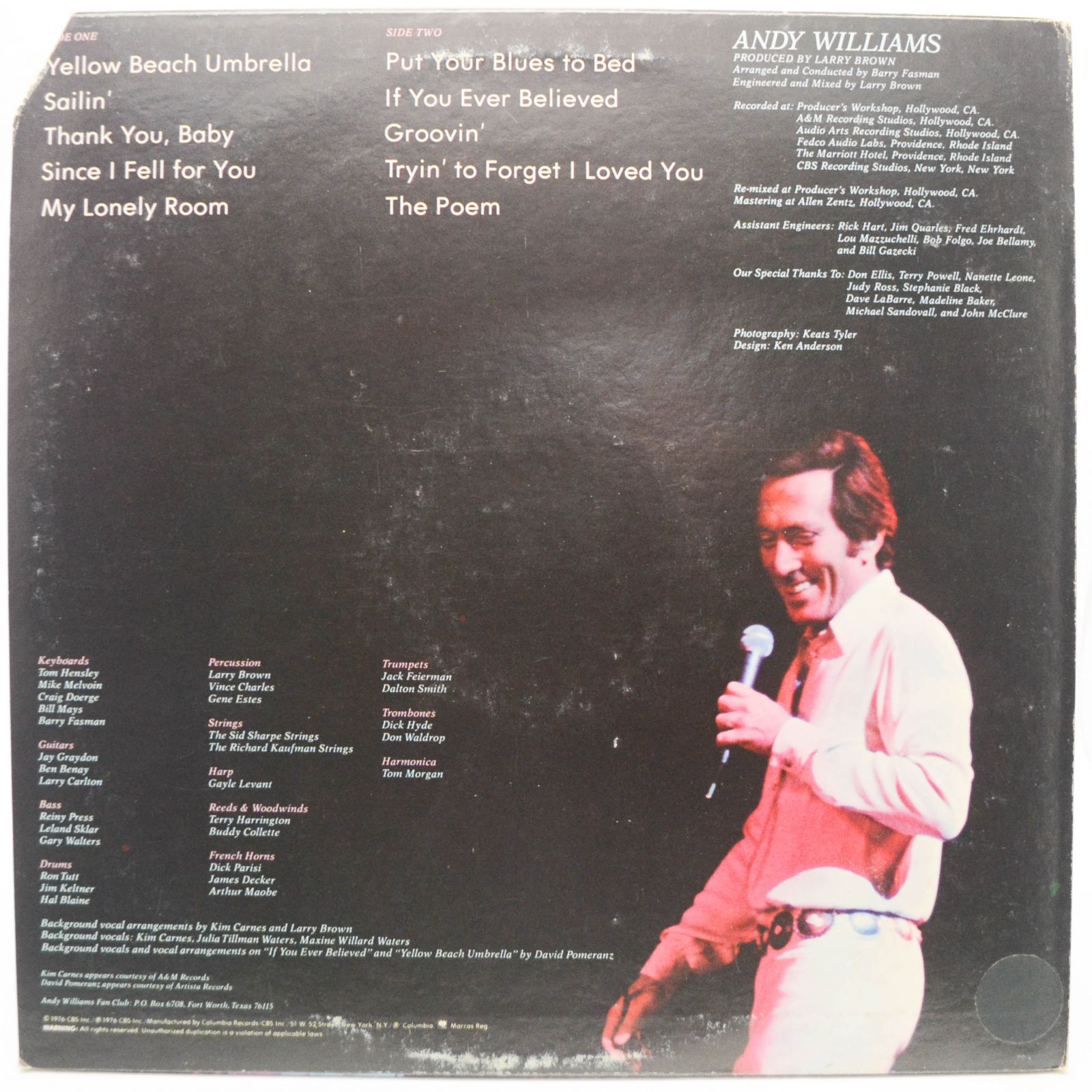 Виниловая пластинка Andy Williams — Andy (USA), 1976