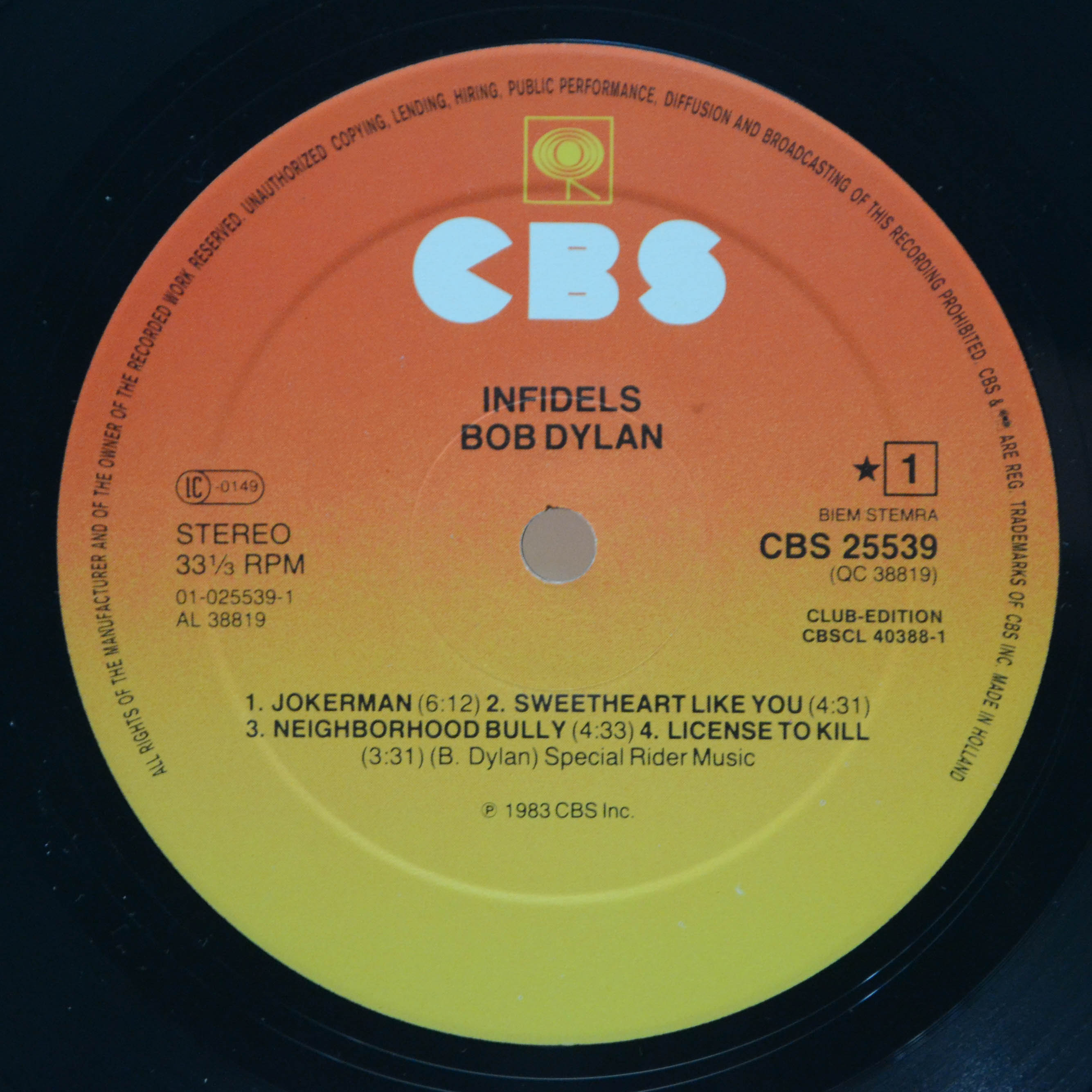 Bob Dylan — Infidels, 1983