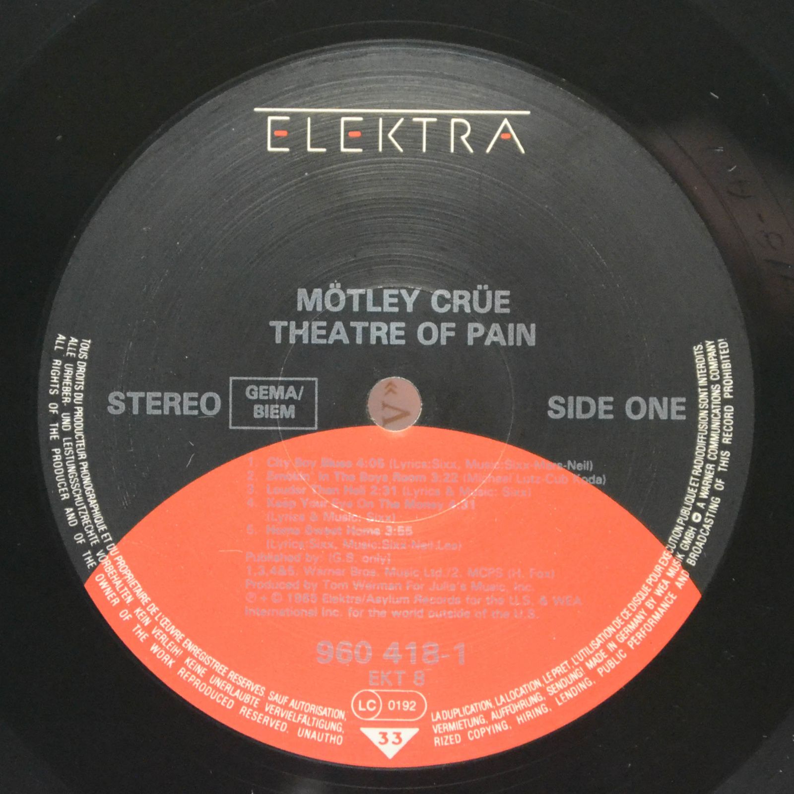 Виниловая пластинка Mötley Crüe — Theatre Of Pain, 1985