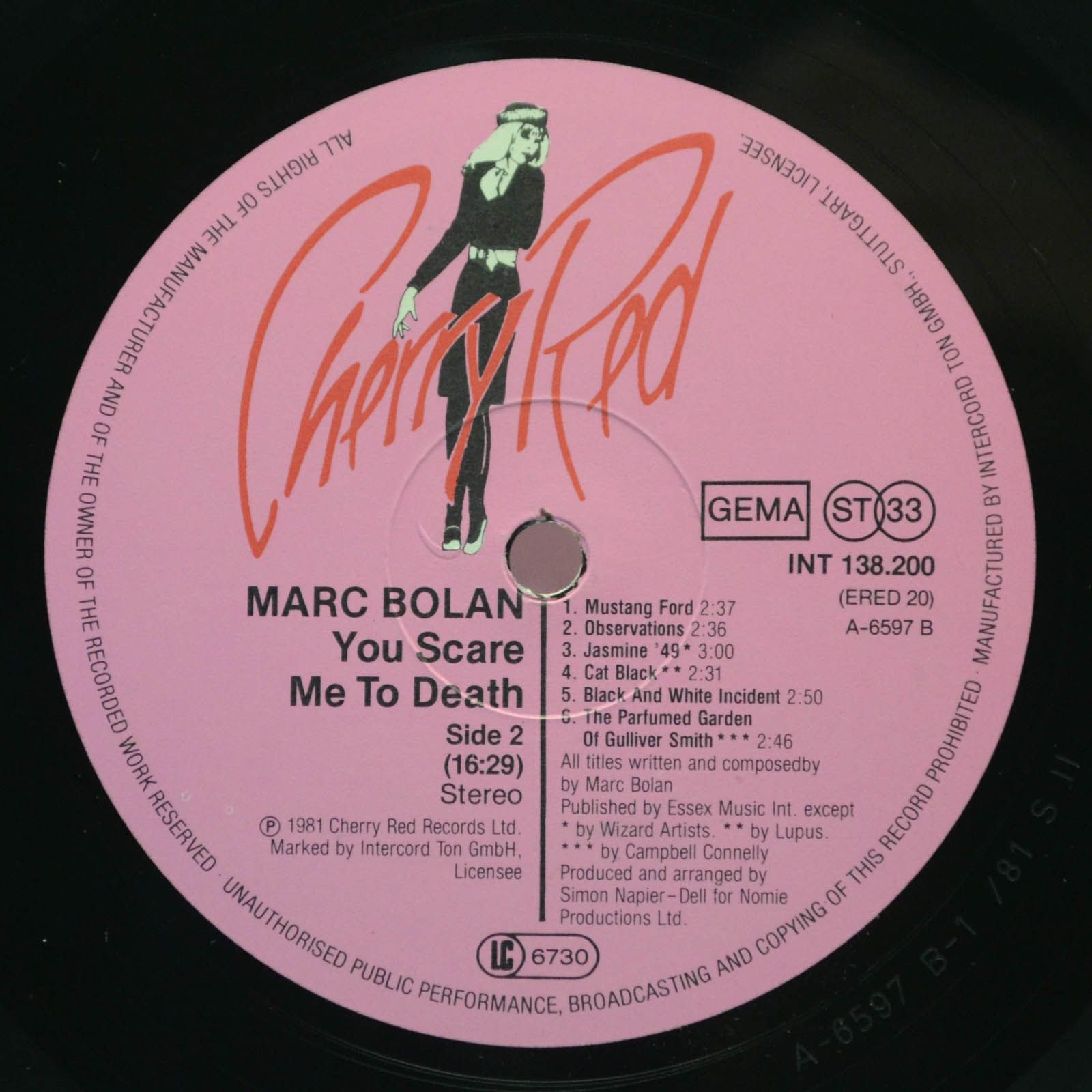 Виниловая пластинка Marc Bolan — You Scare Me To Death, 1981