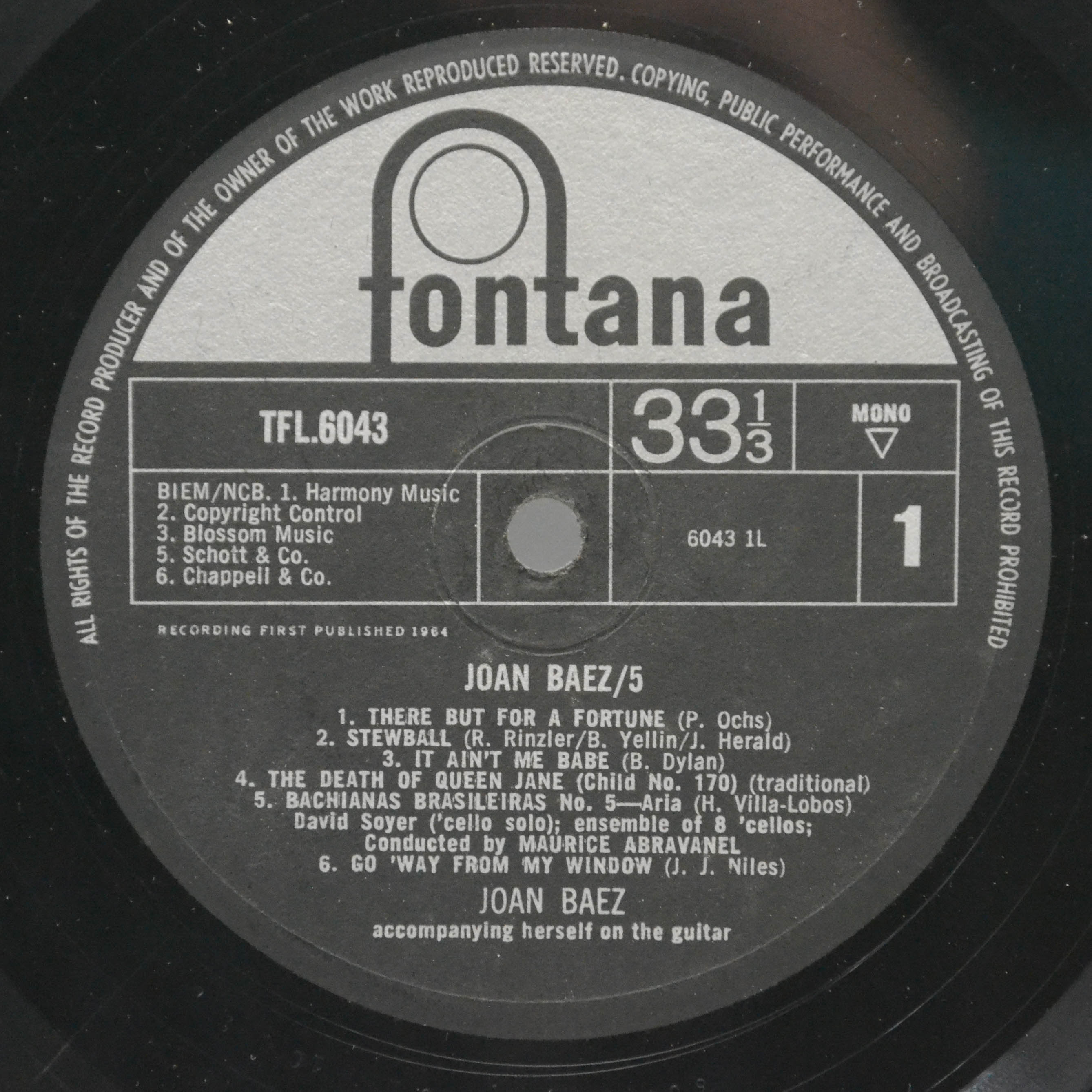 Виниловая пластинка Joan Baez — 5 (UK), 1965
