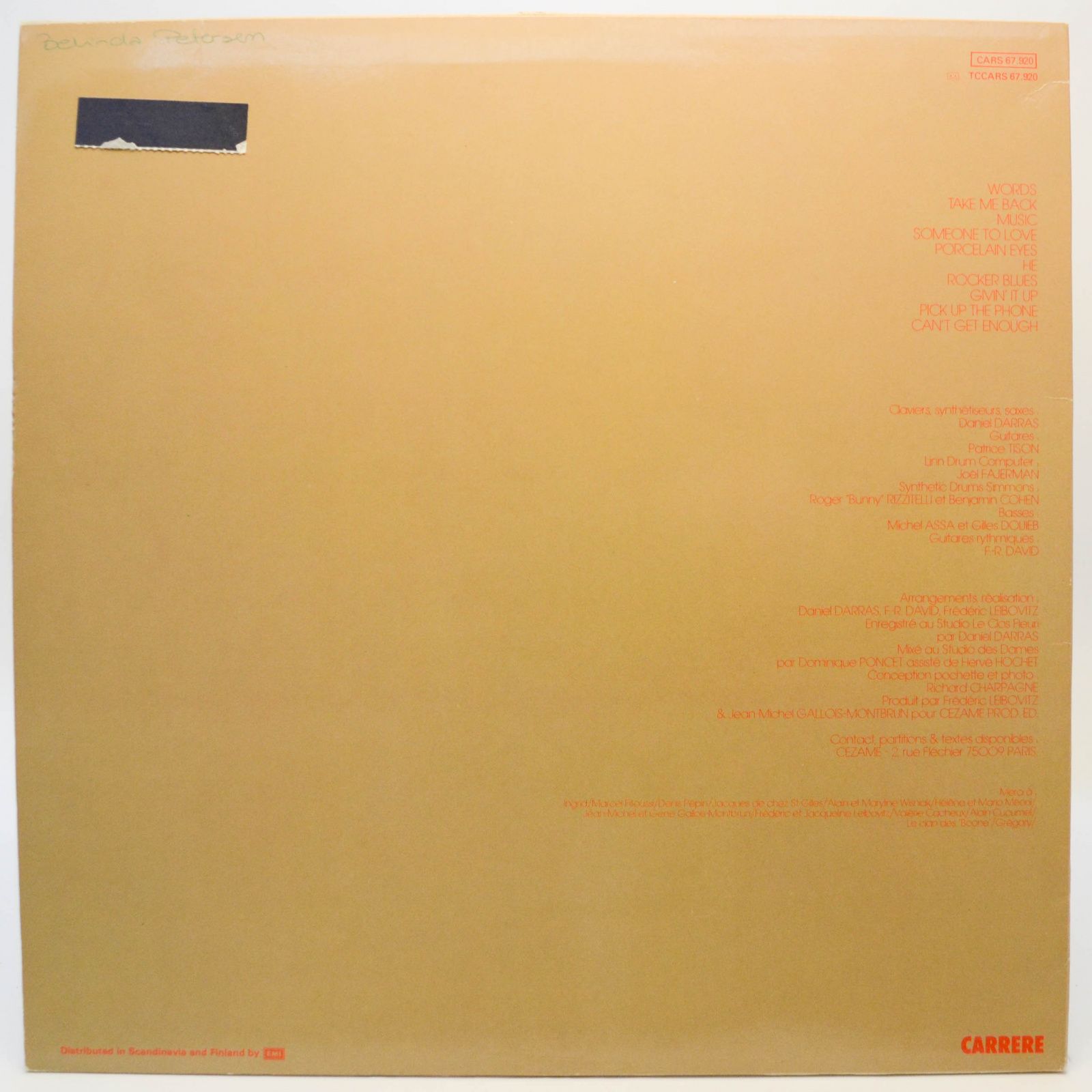 Виниловая пластинка F.R. David — Words, 1982