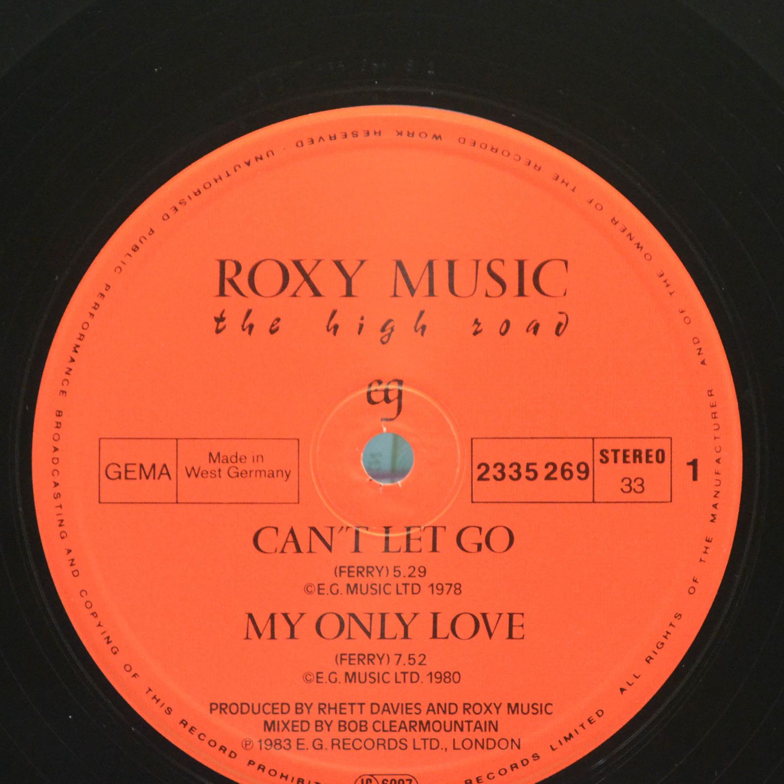 Виниловая пластинка Roxy Music — The High Road, 1983
