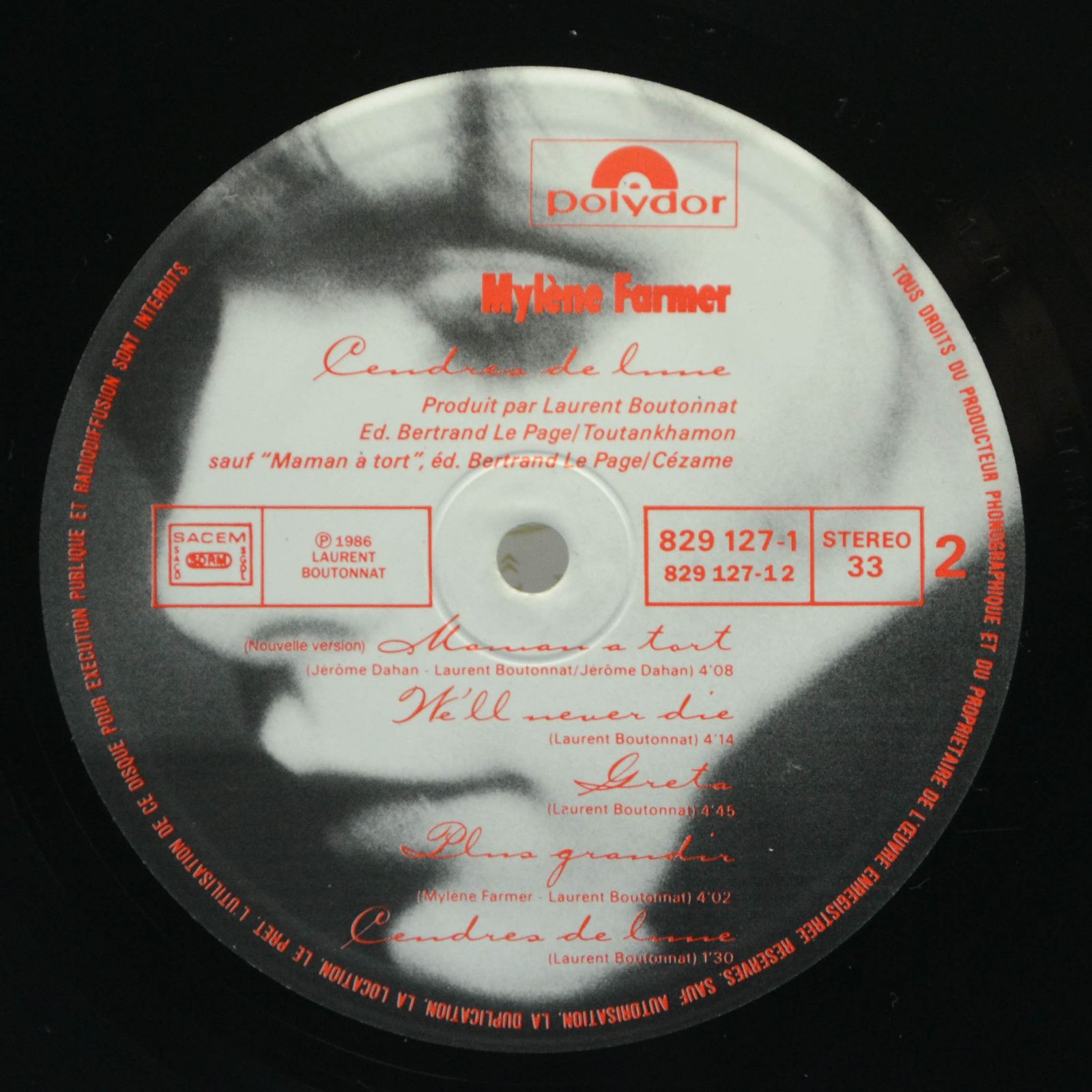 Mylène Farmer — Cendres De Lune (France), 1986