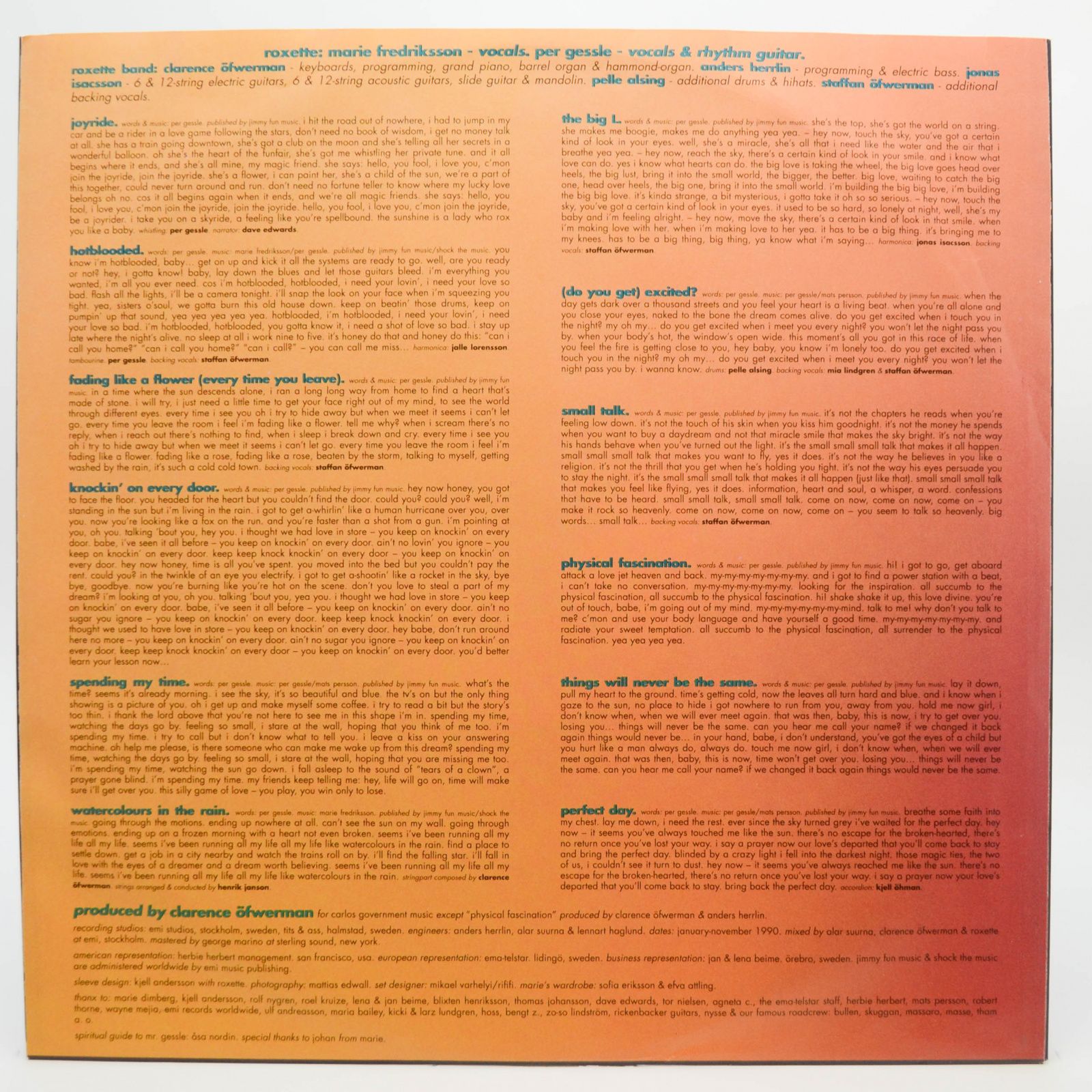 Roxette — Joyride (Sweden), 1991