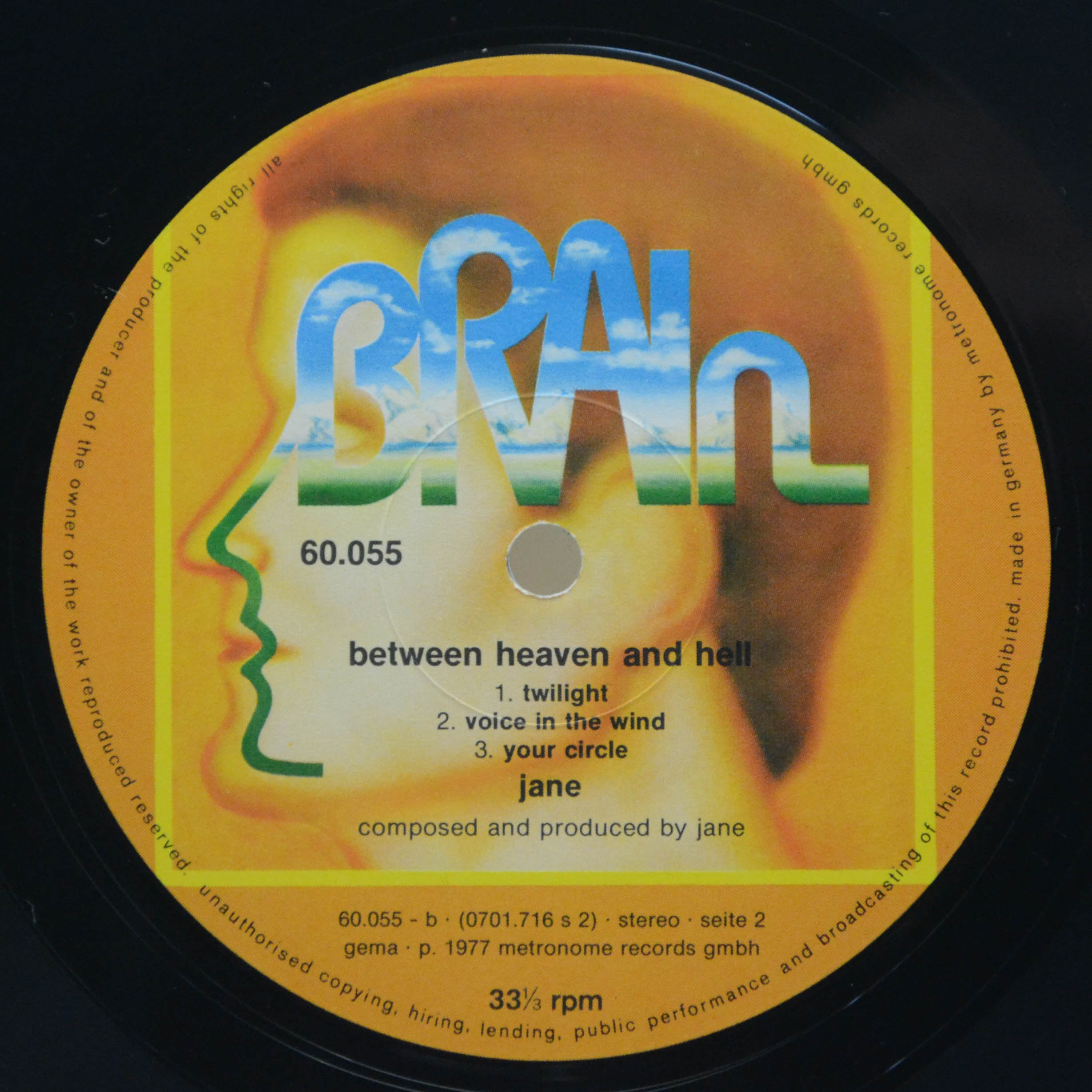 Виниловая пластинка Jane — Between Heaven And Hell (1-st, Germany), 1977