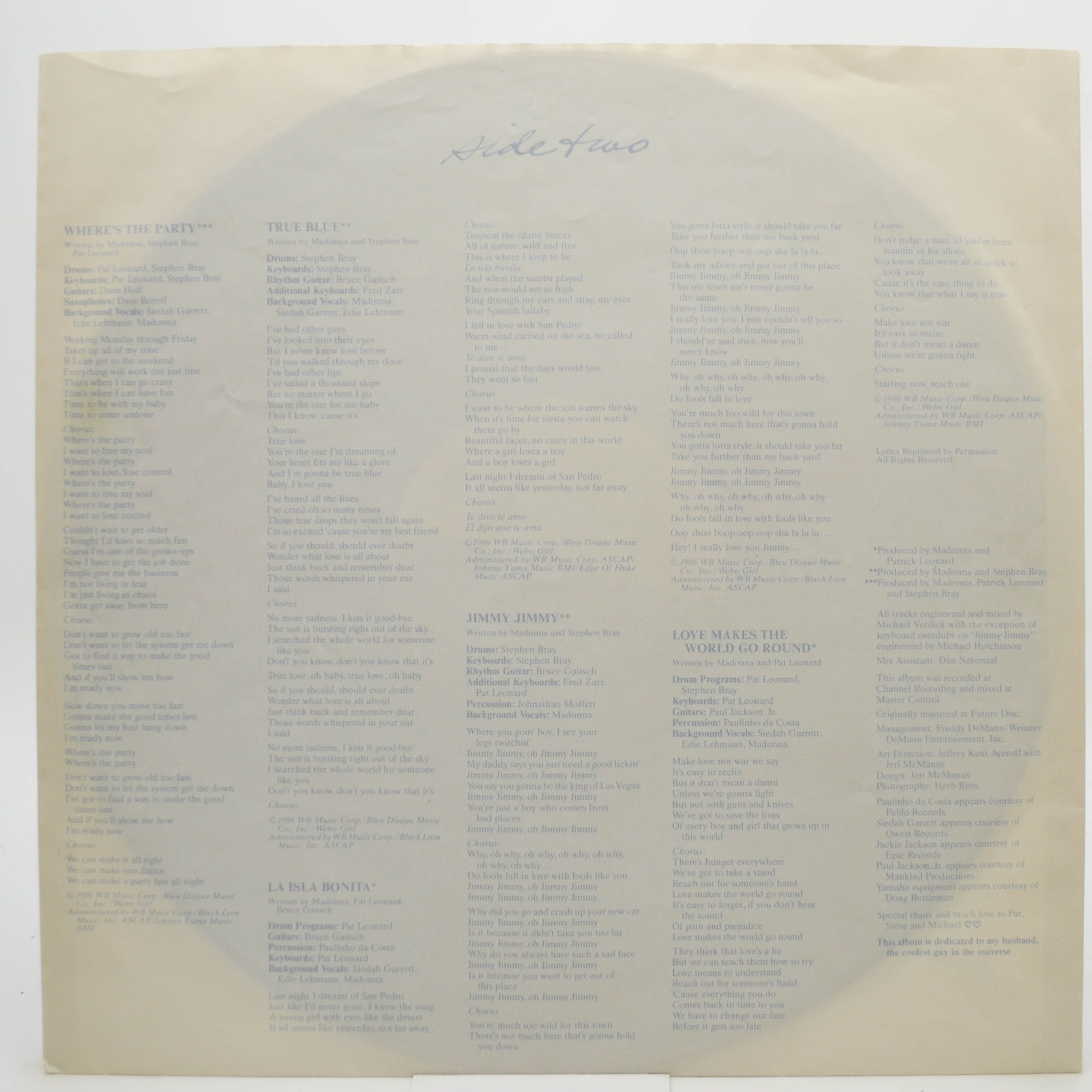 Madonna — True Blue, 1986