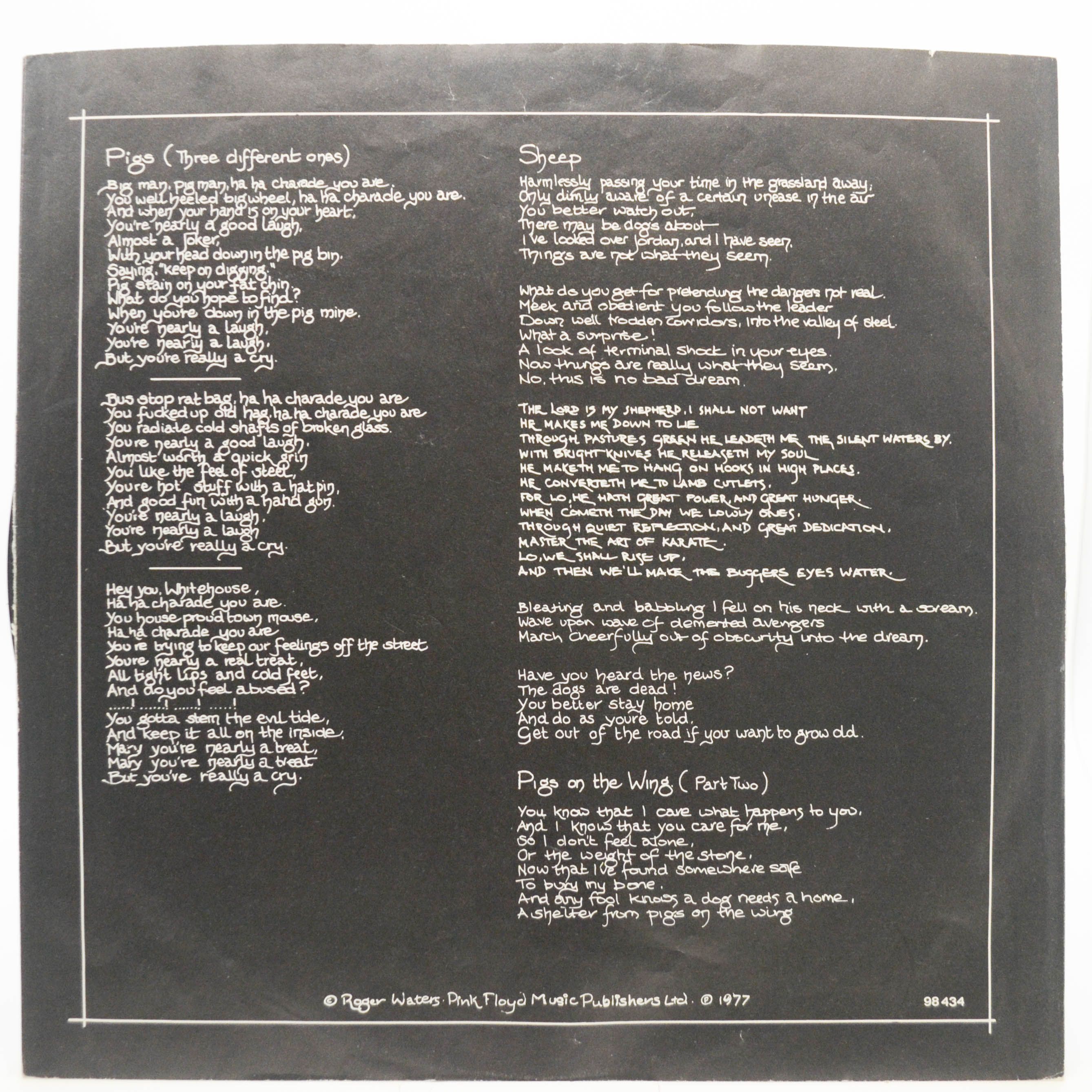 Виниловая пластинка Pink Floyd — Animals, 1977