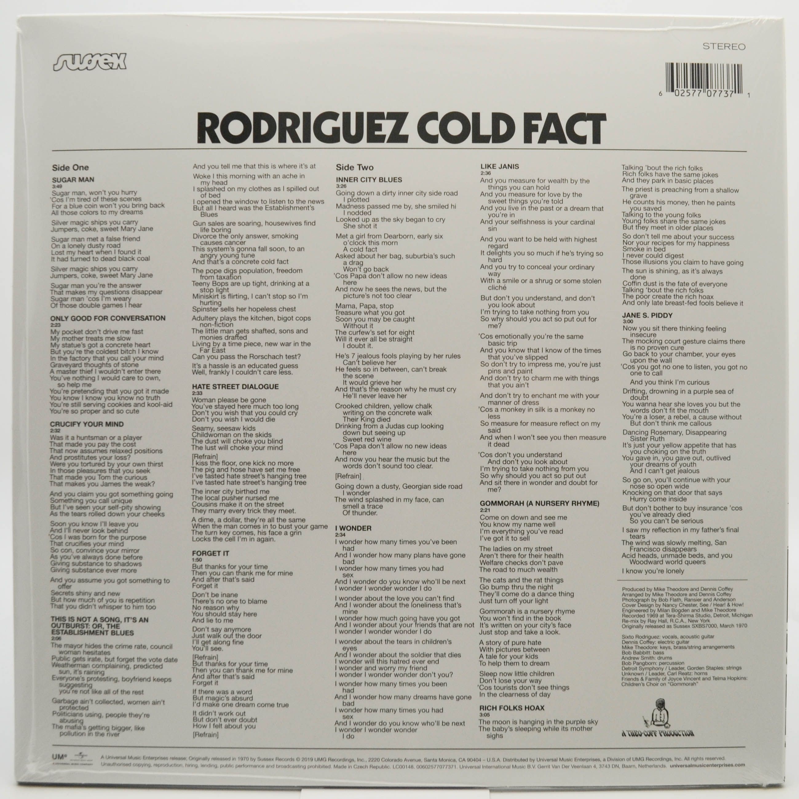 Виниловая пластинка Rodriguez — Cold Fact, 1970