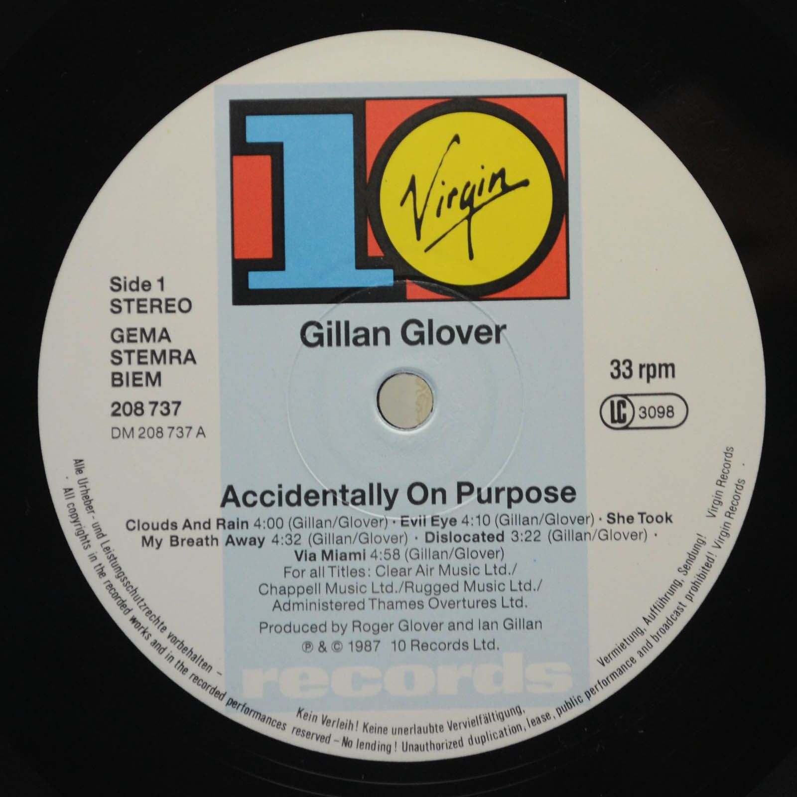 Gillan & Glover — Accidentally On Purpose, 1988