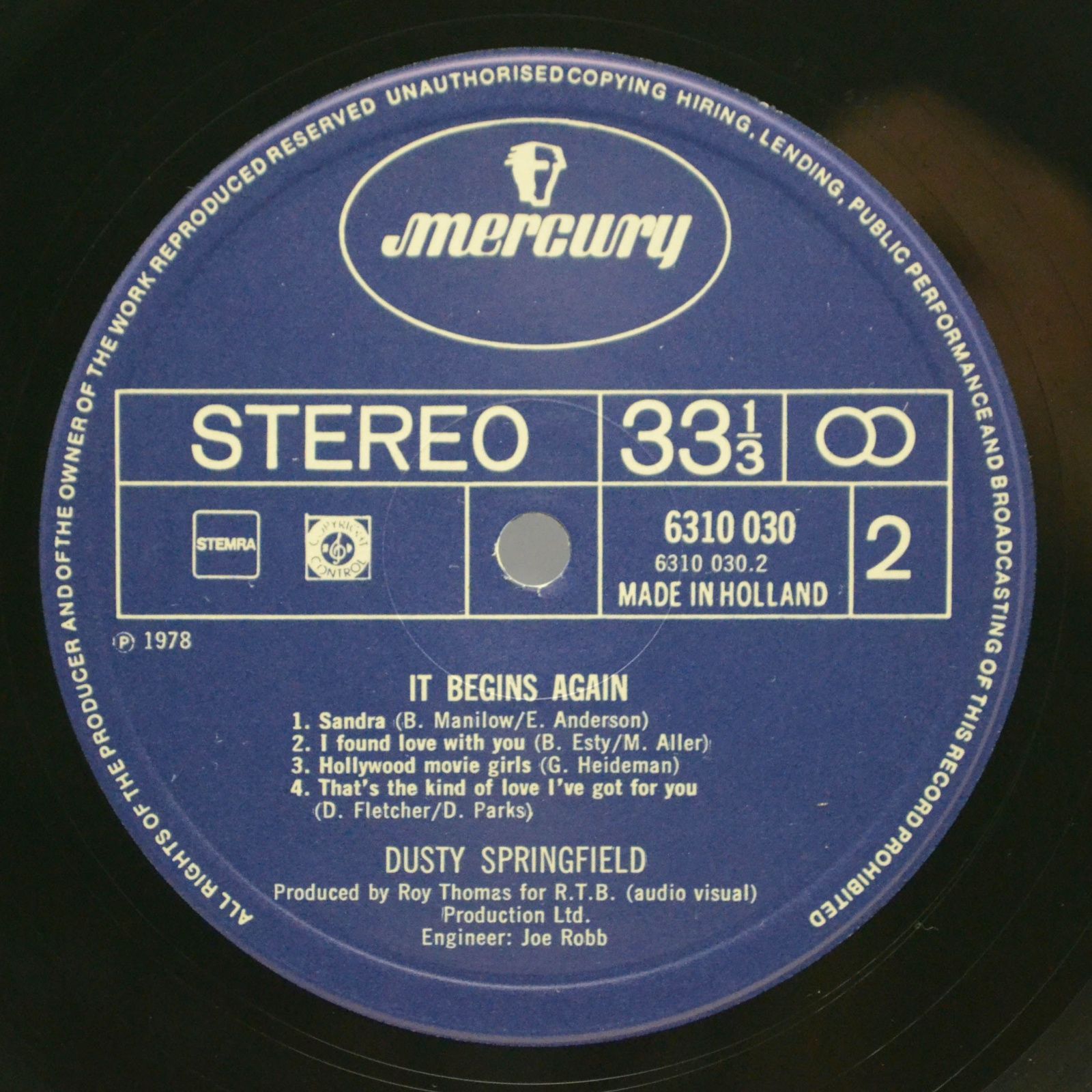 Виниловая пластинка Dusty Springfield — It Begins Again..., 1978