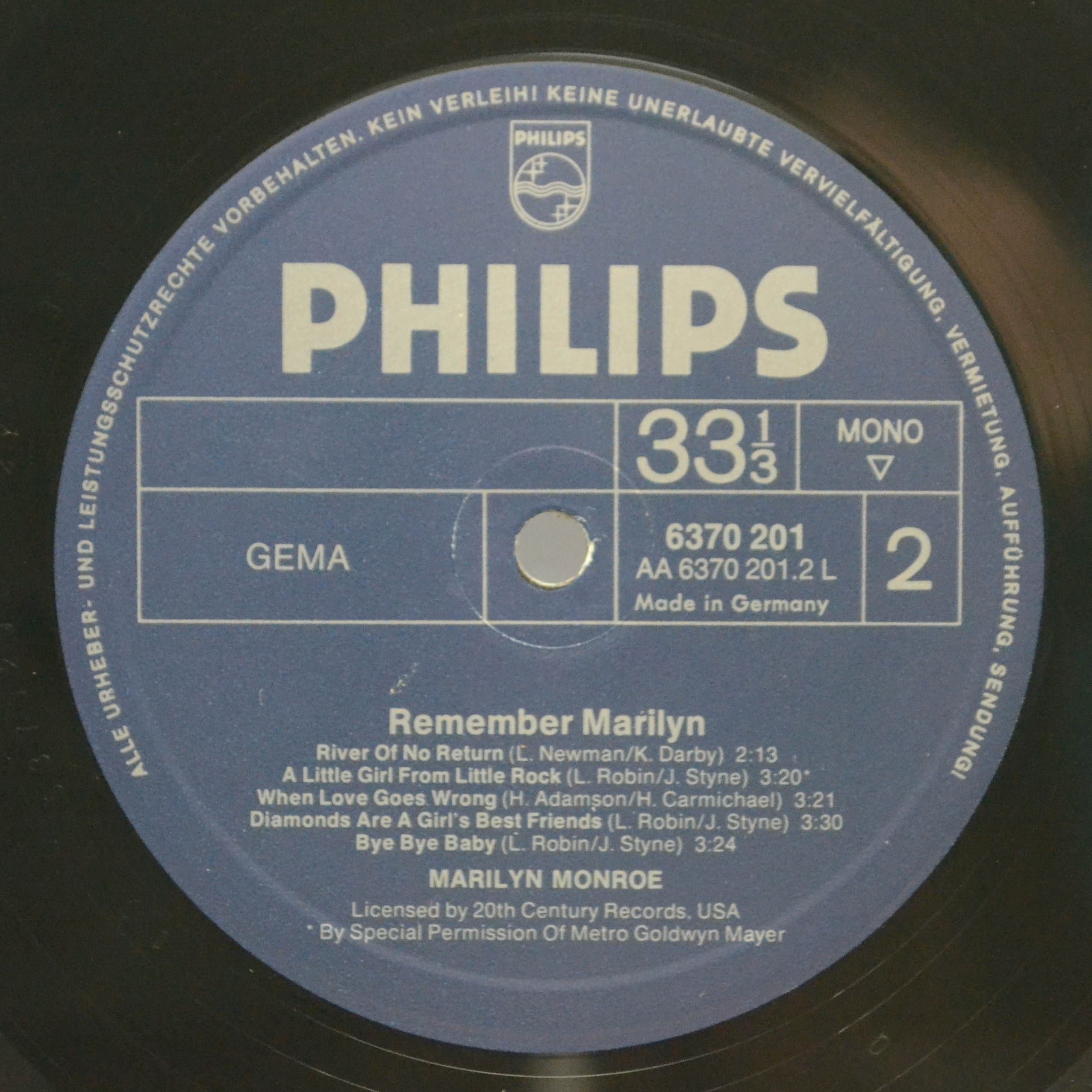 Виниловая пластинка Marilyn Monroe — Remember Marilyn (booklet), 1962