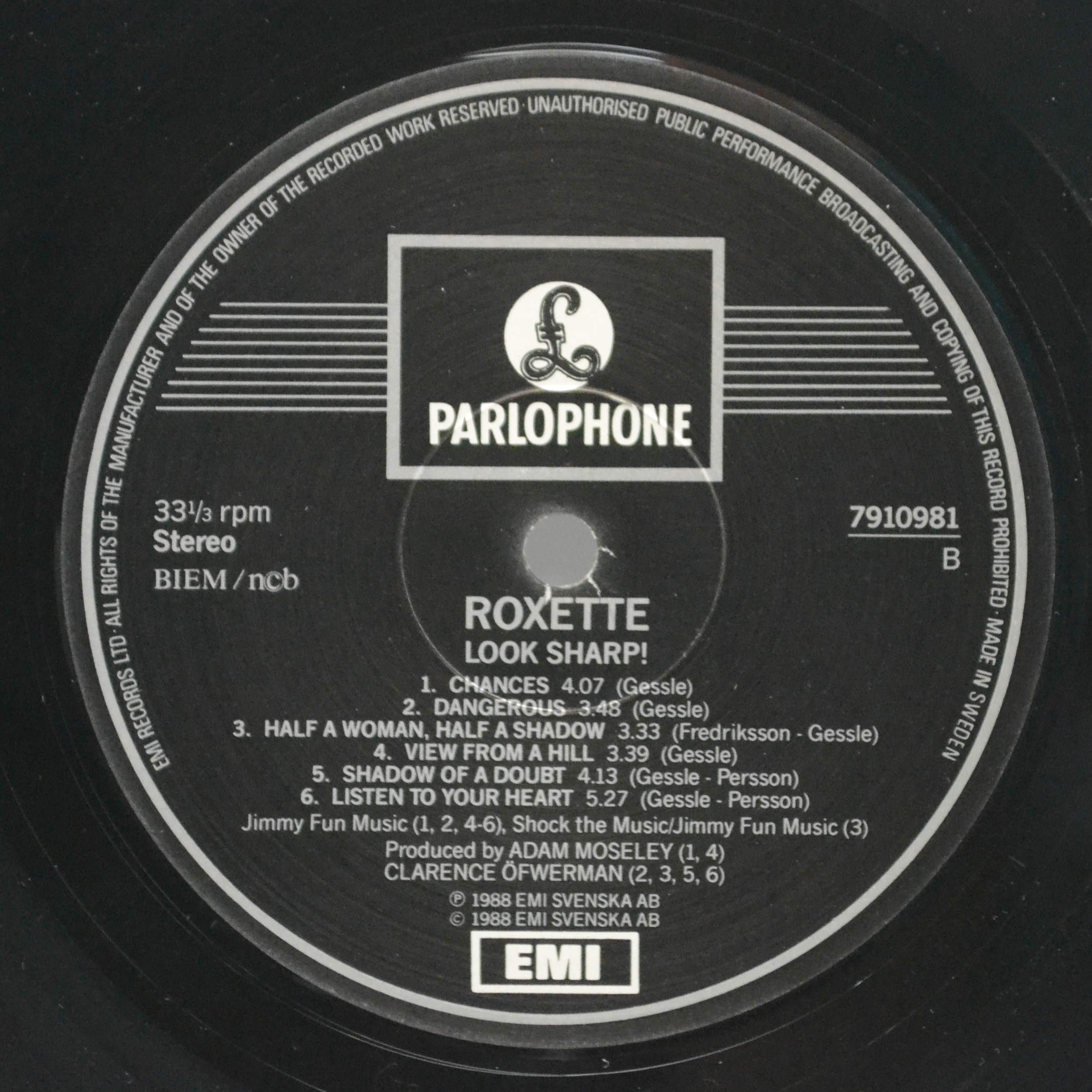 Виниловая пластинка Roxette — Look Sharp! (1-st, Sweden), 1988