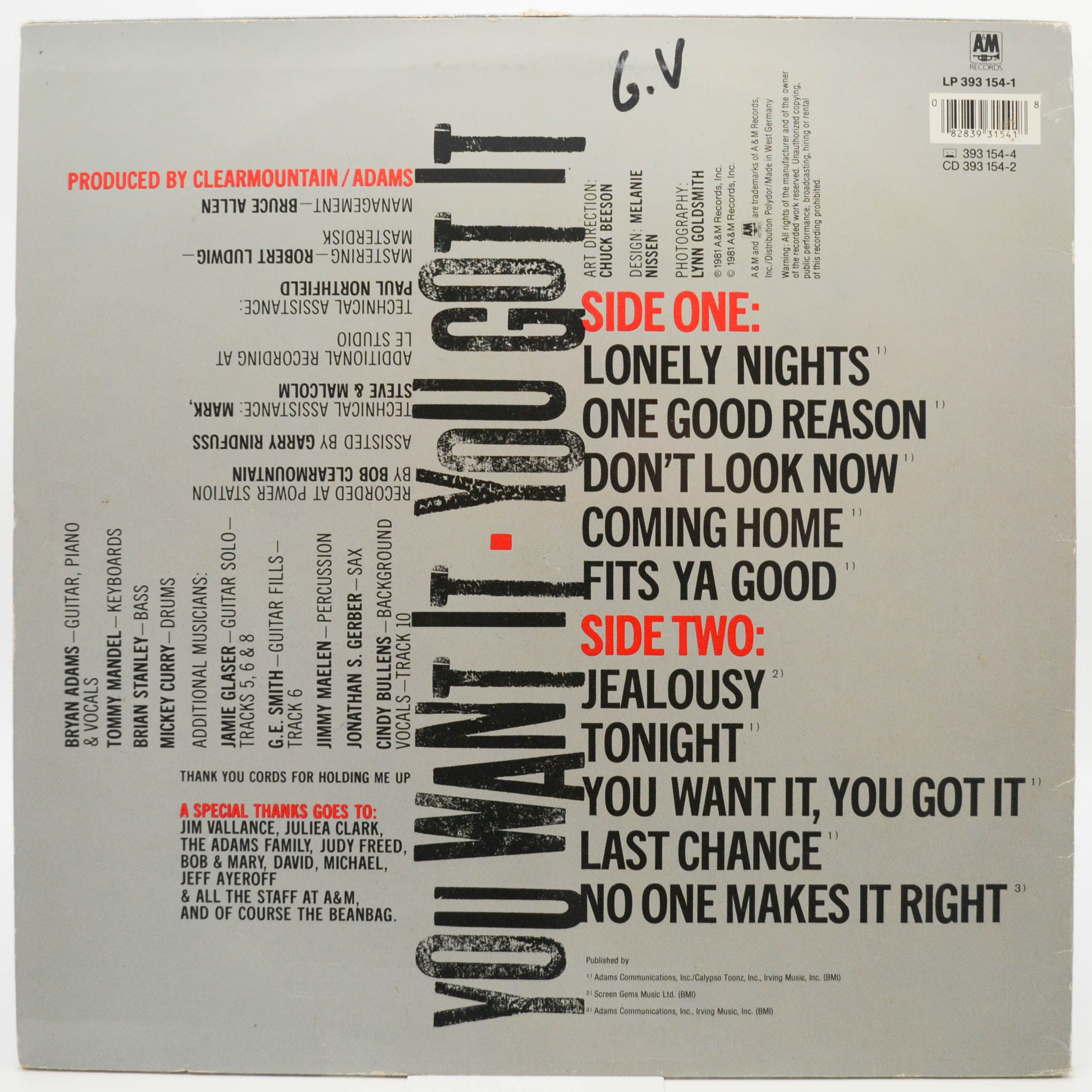 Виниловая пластинка Bryan Adams — You Want It, You Got It, 1981