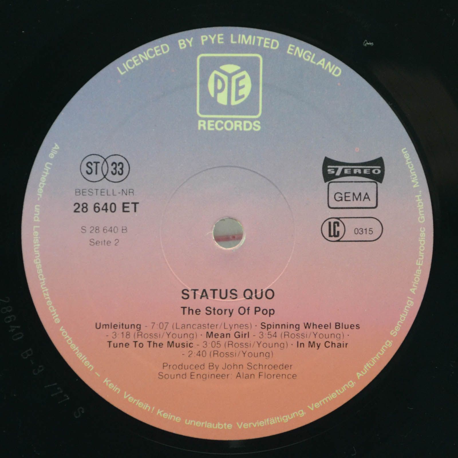 Виниловая пластинка Status Quo — The Story Of Pop, 1977