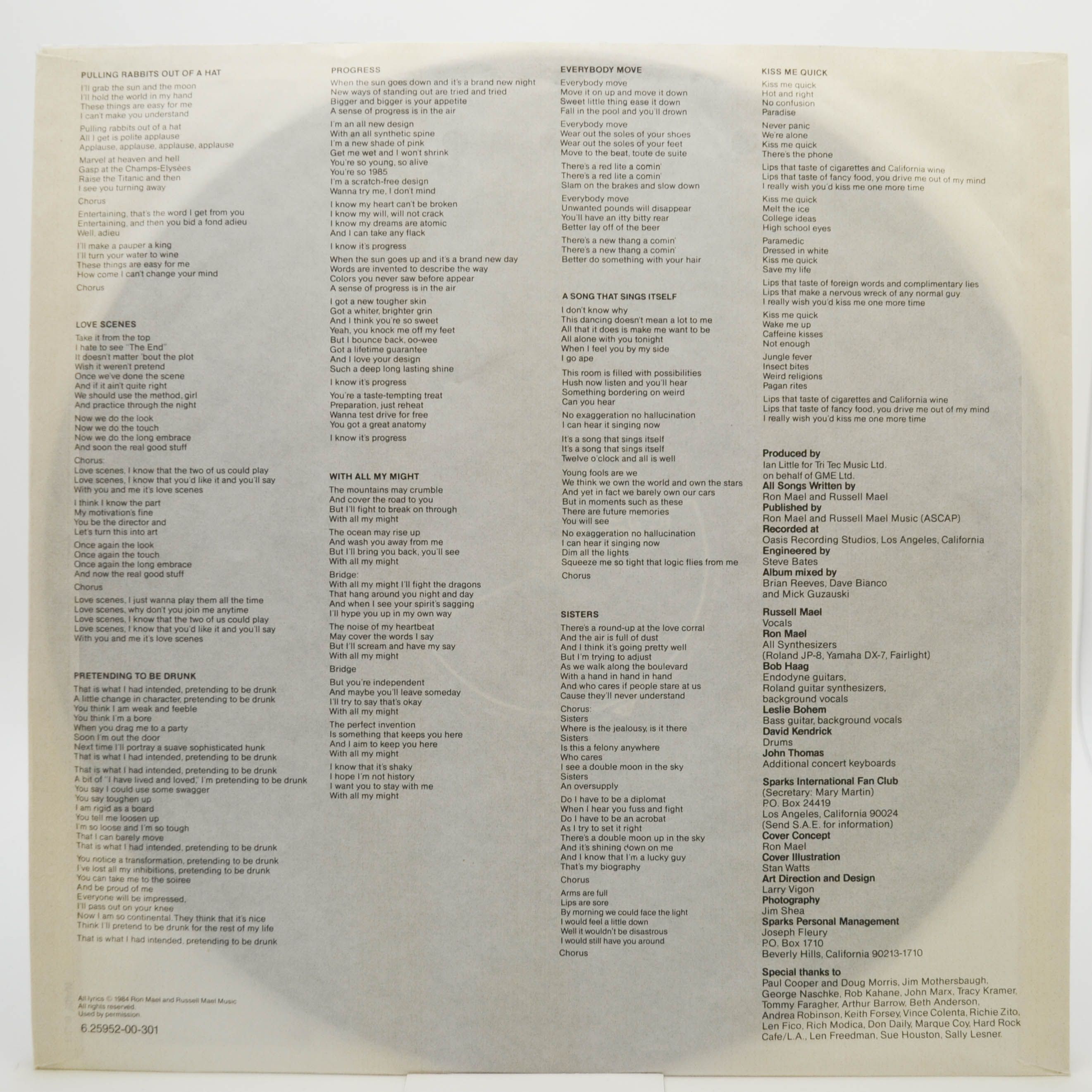 Sparks — Pulling Rabbits Out Of A Hat, 1984