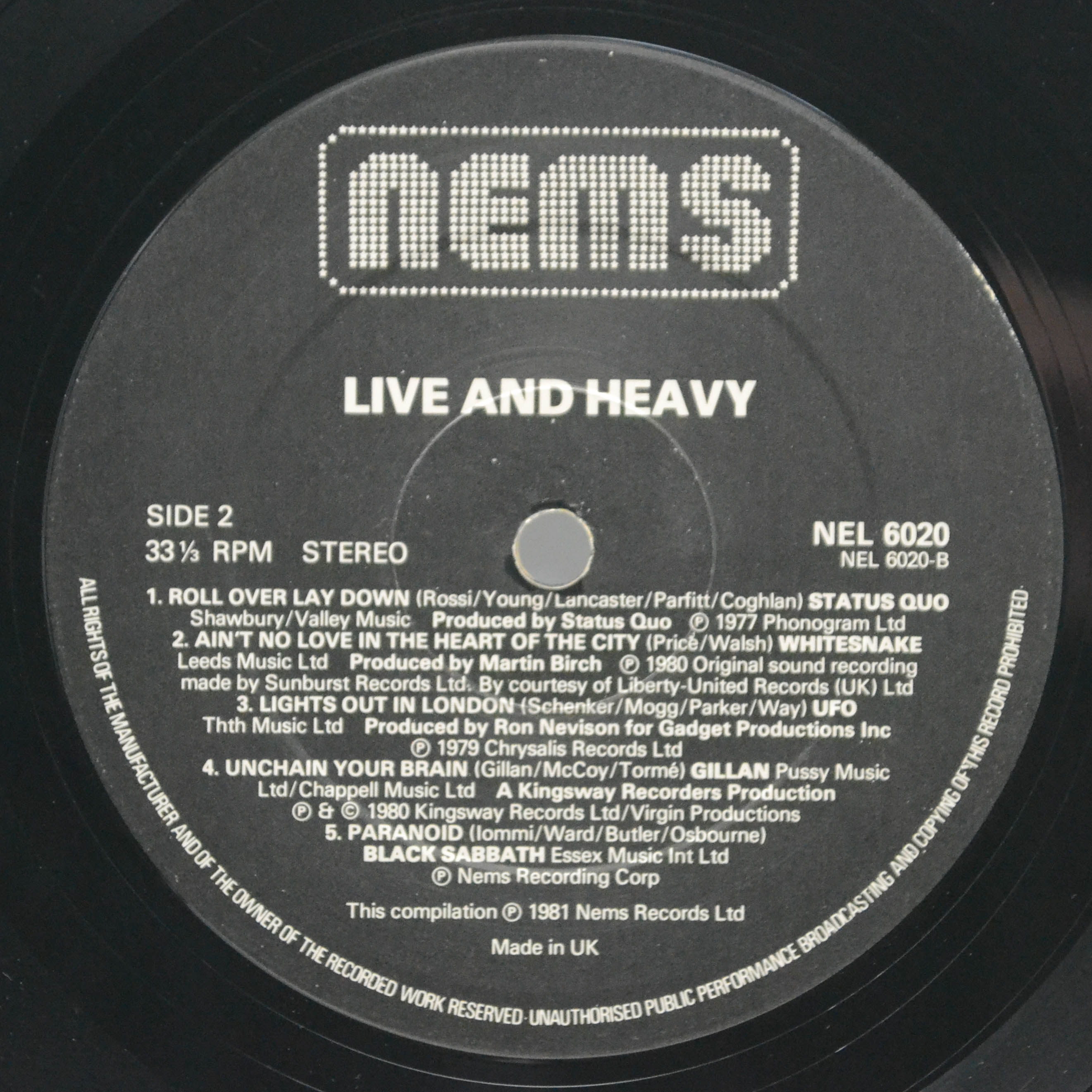 Various — Live And Heavy (UK), 1981