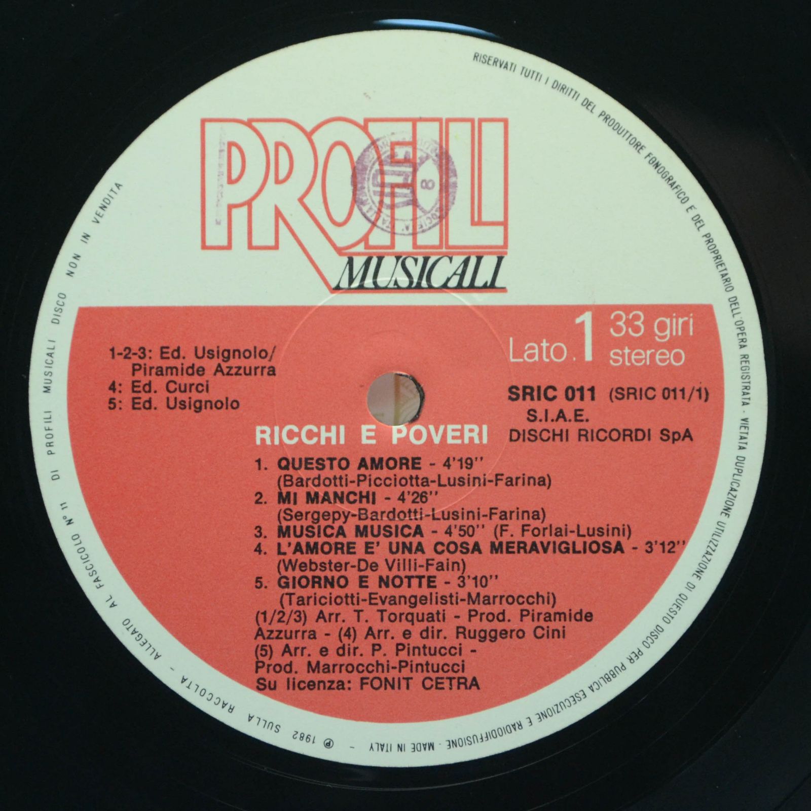 Виниловая пластинка Ricchi E Poveri — Ricchi E Poveri, 1982