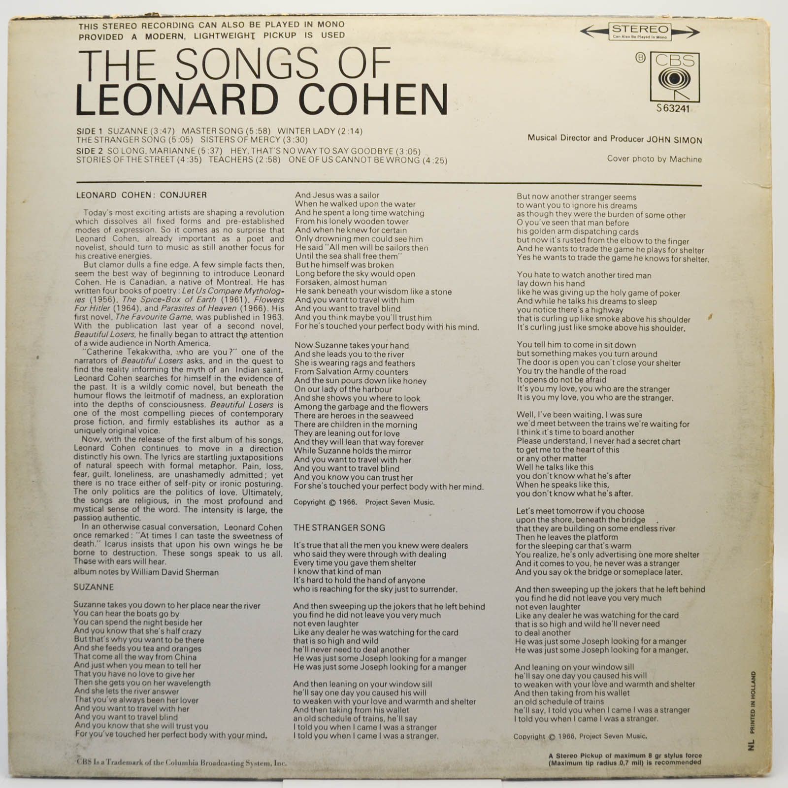 Leonard Cohen — Songs Of Leonard Cohen, 1967