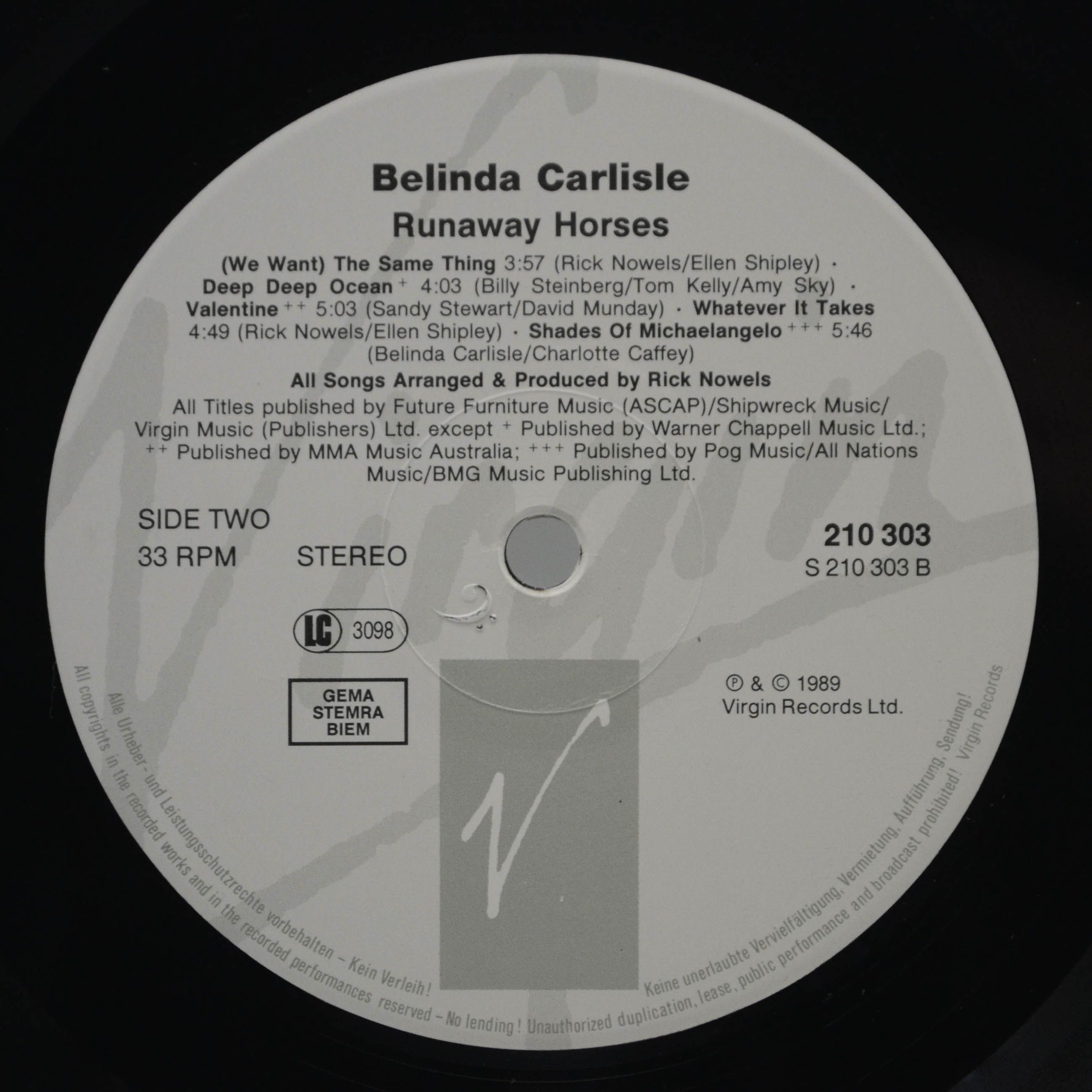 Belinda Carlisle — Runaway Horses, 1989