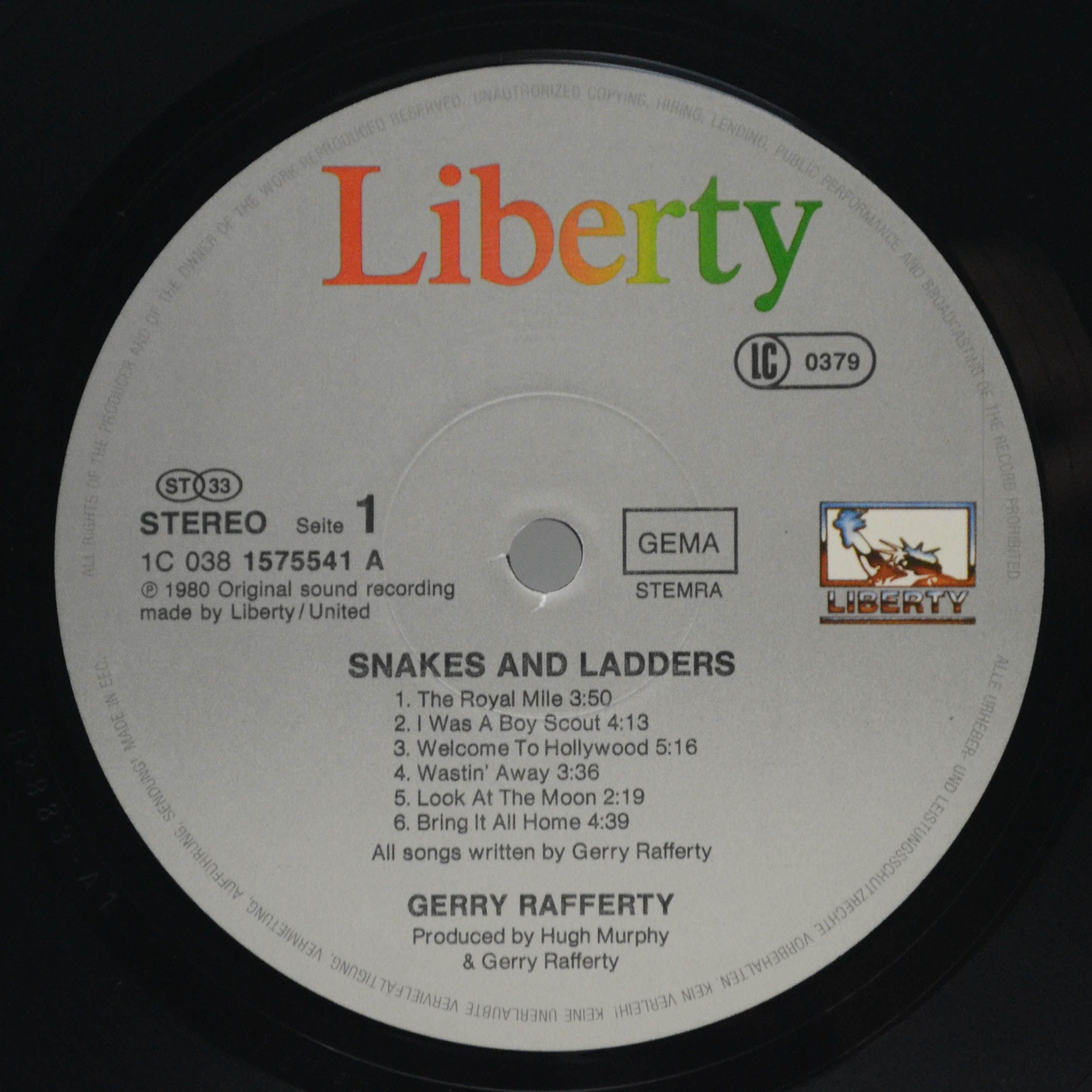 Виниловая пластинка Gerry Rafferty — Snakes And Ladders, 1980