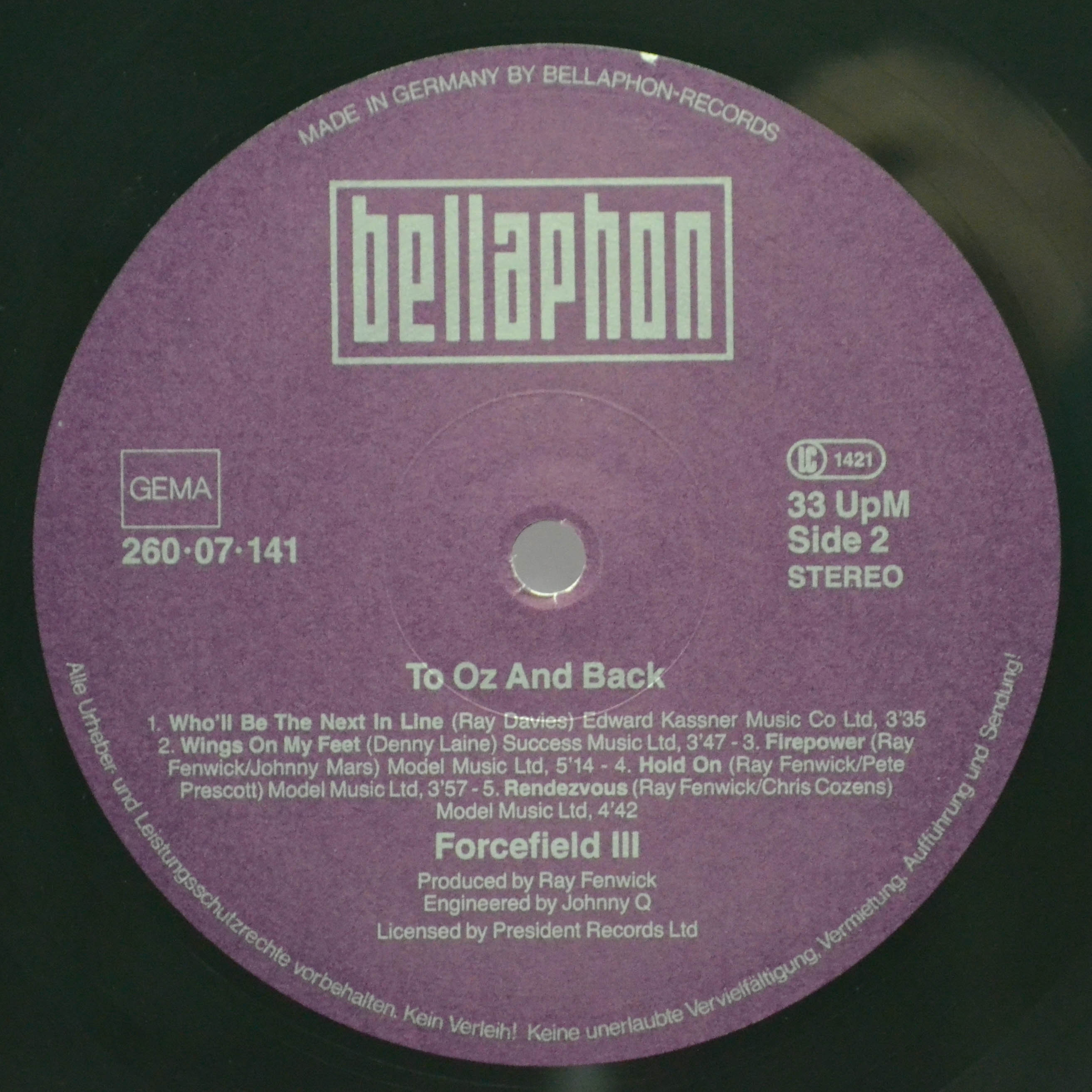 Виниловая пластинка Forcefield — To Oz And Back, 1990