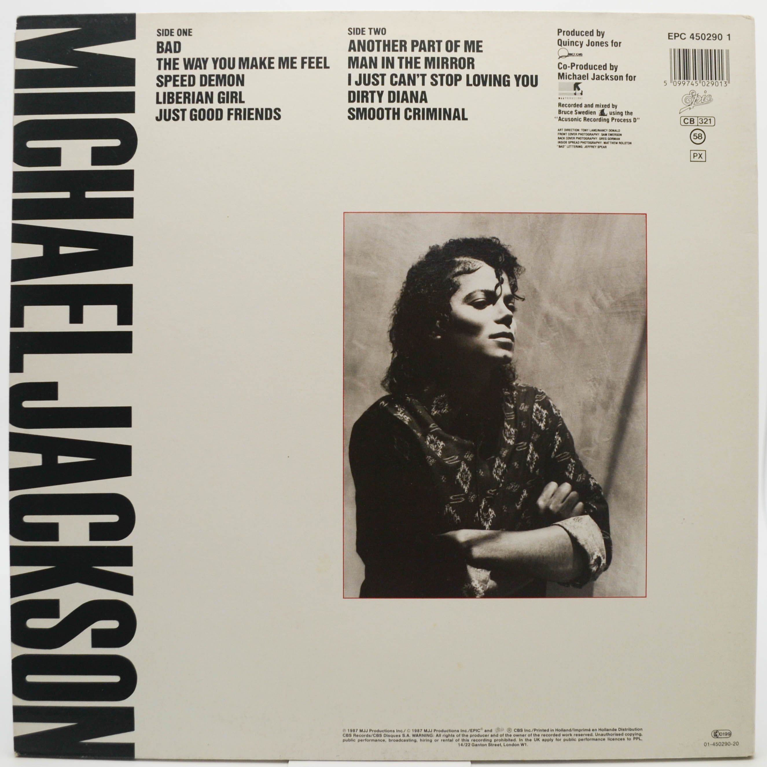 Виниловая пластинка Michael Jackson — Bad, 1987