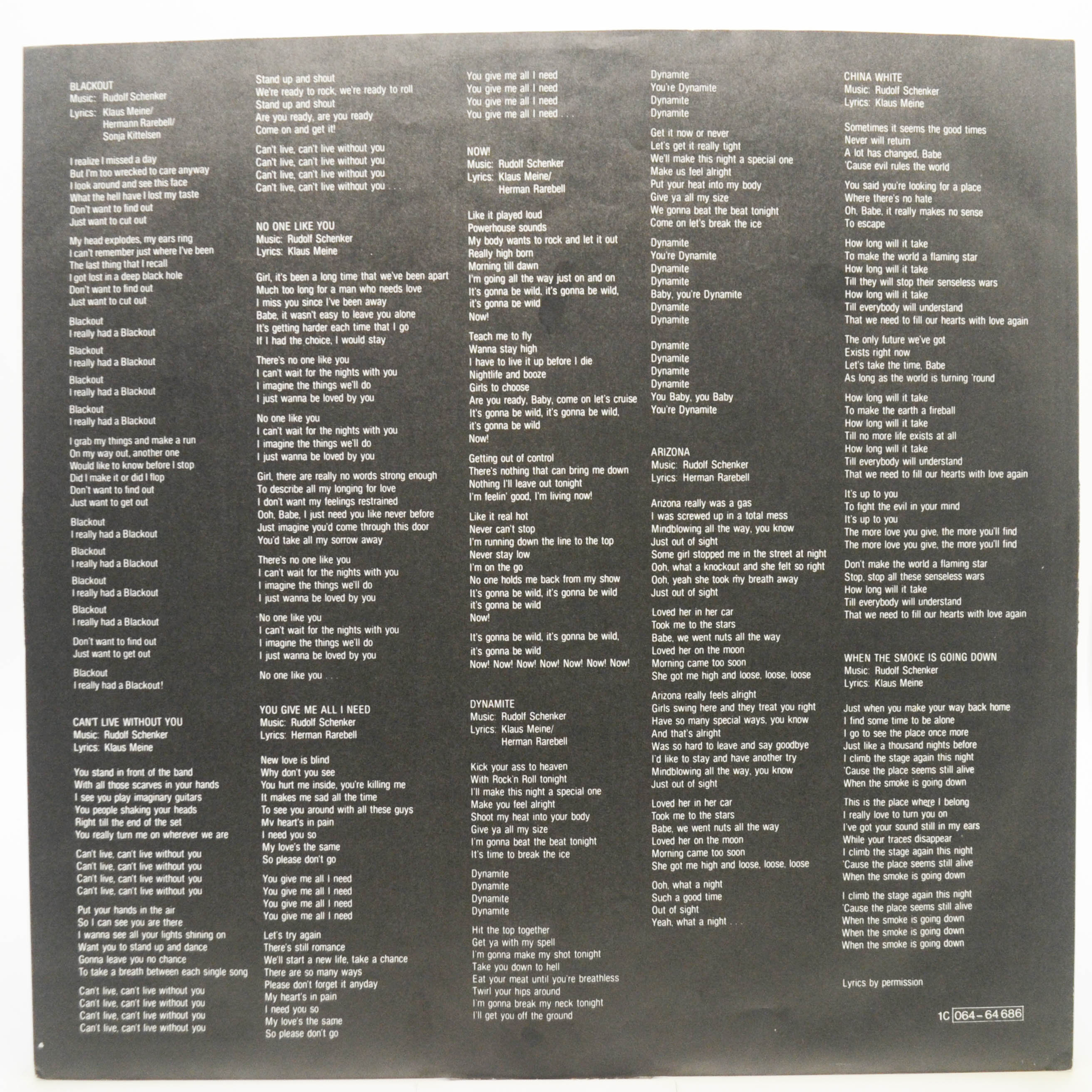 Виниловая пластинка Scorpions — Blackout, 1982