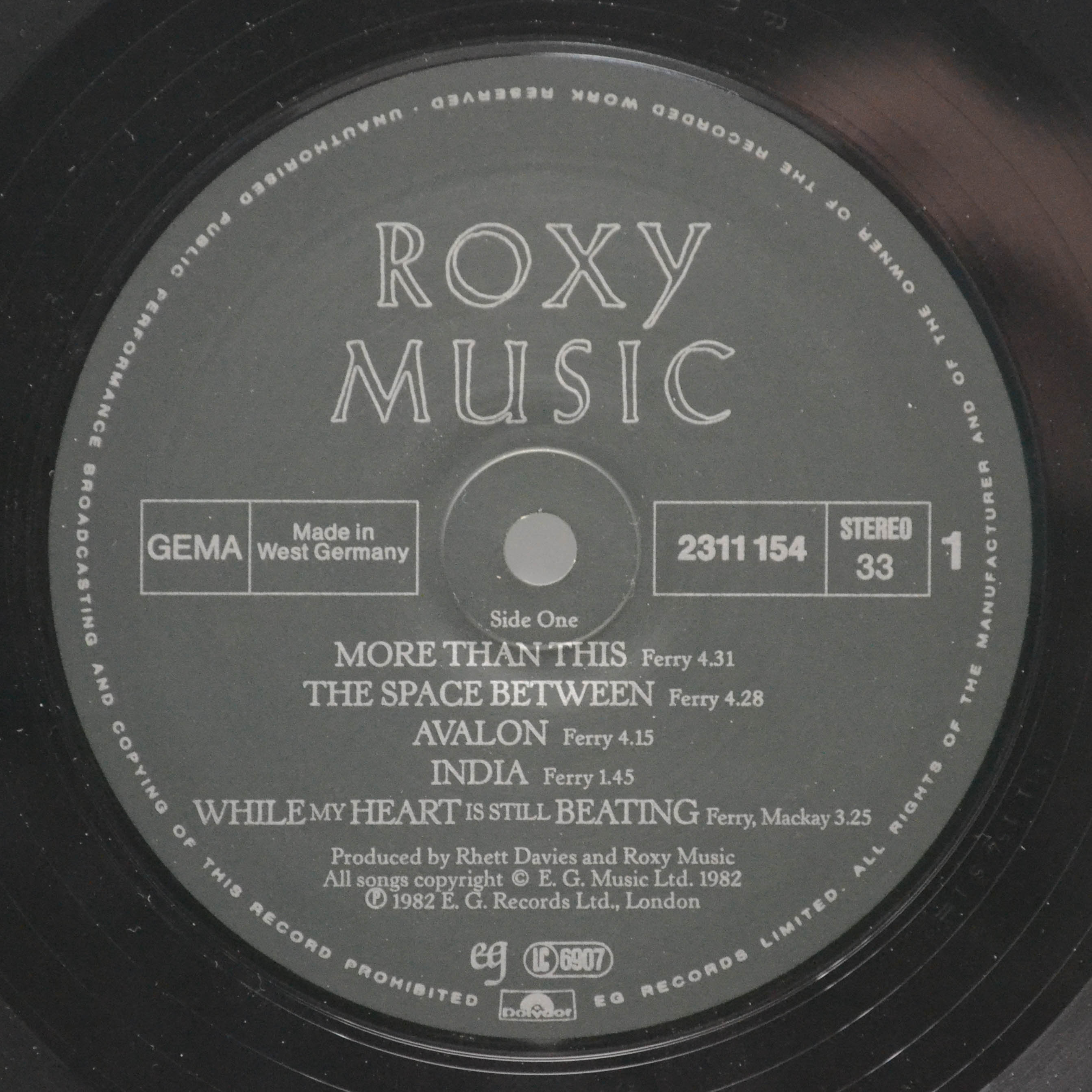 Виниловая пластинка Roxy Music — Avalon, 1982