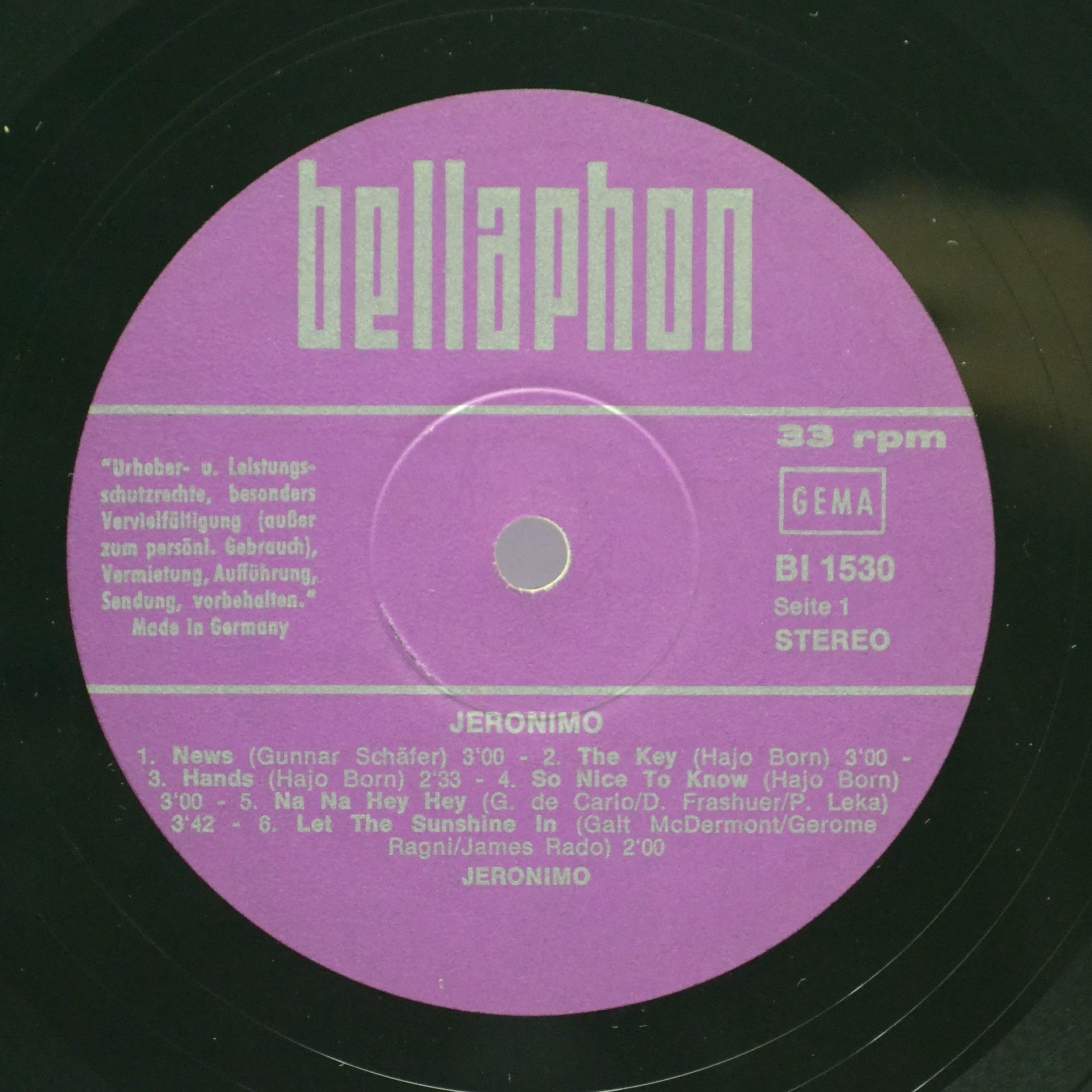 Виниловая пластинка Jeronimo — Cosmic Blues, 1970