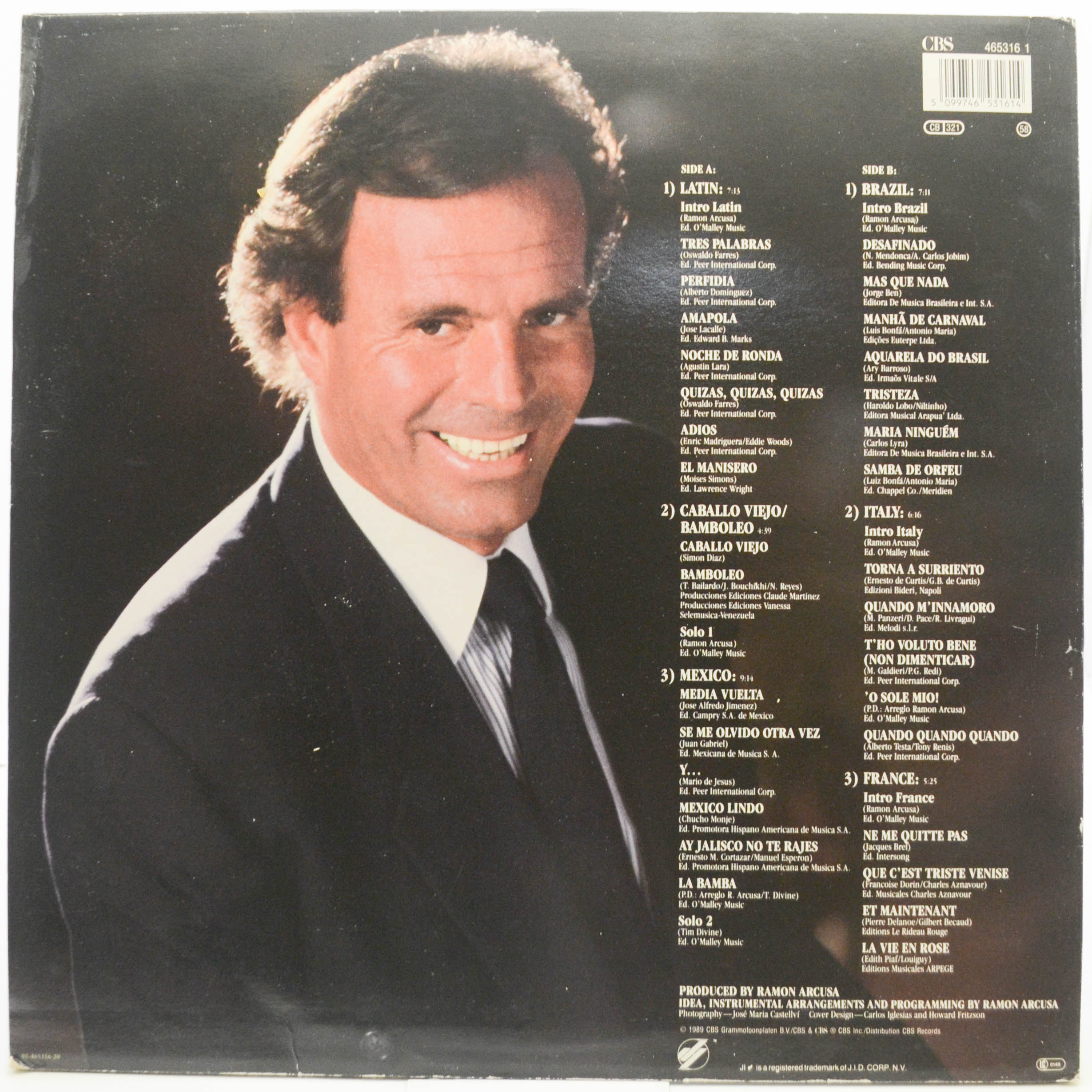 Виниловая пластинка Julio Iglesias — Raices, 1989