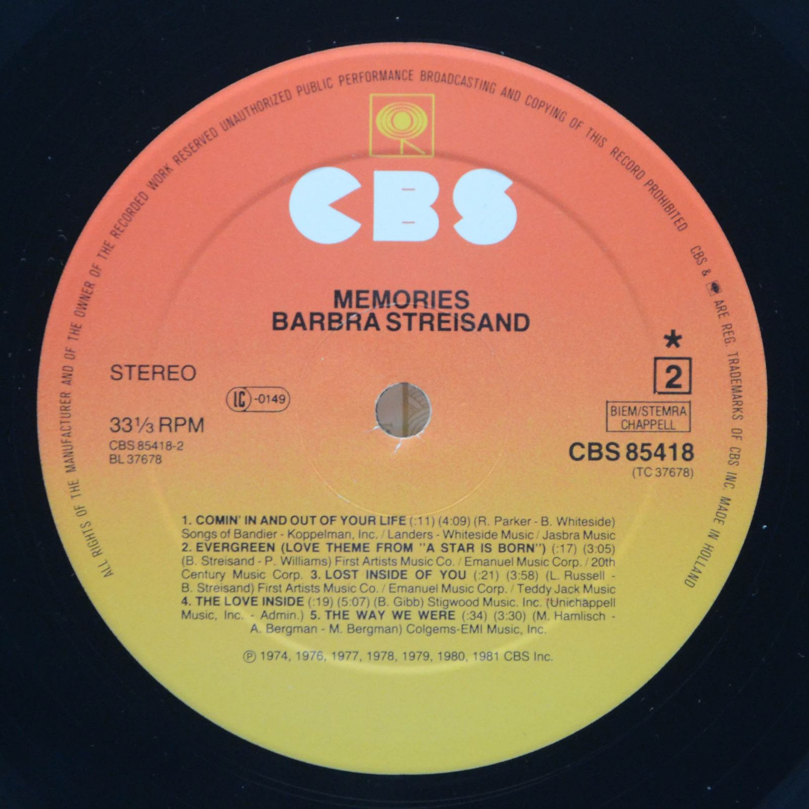 Barbra Streisand — Memories, 1981