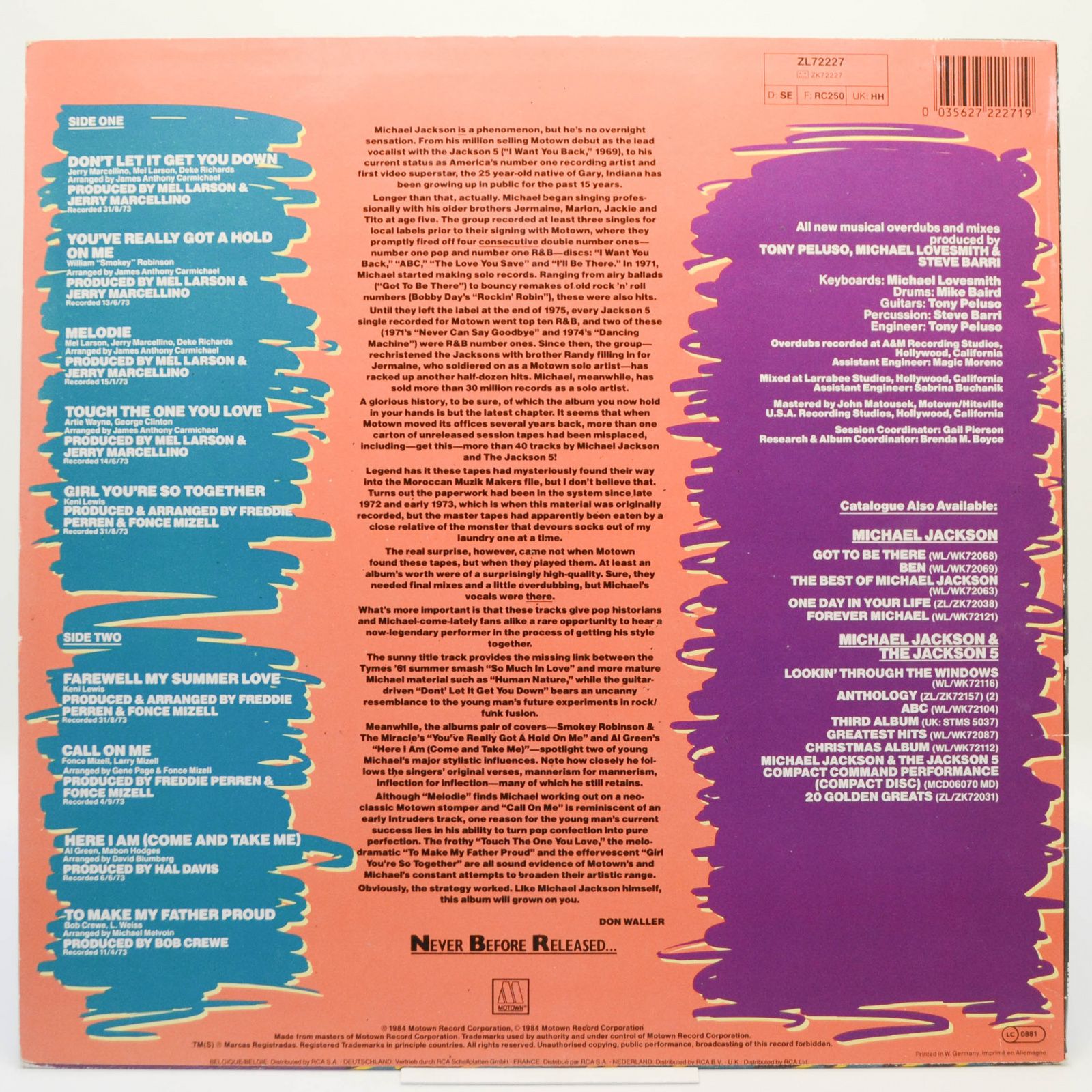 Виниловая пластинка Michael Jackson — Farewell My Summer Love, 1984